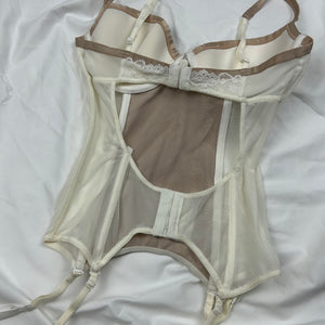 Cream lace mesh corset top (S)