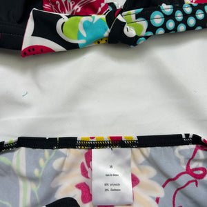 Black floral print low rise bikini set (S)