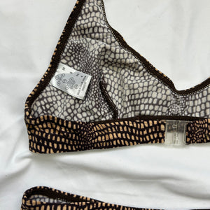 Brown snake print low rise bikini set (S)