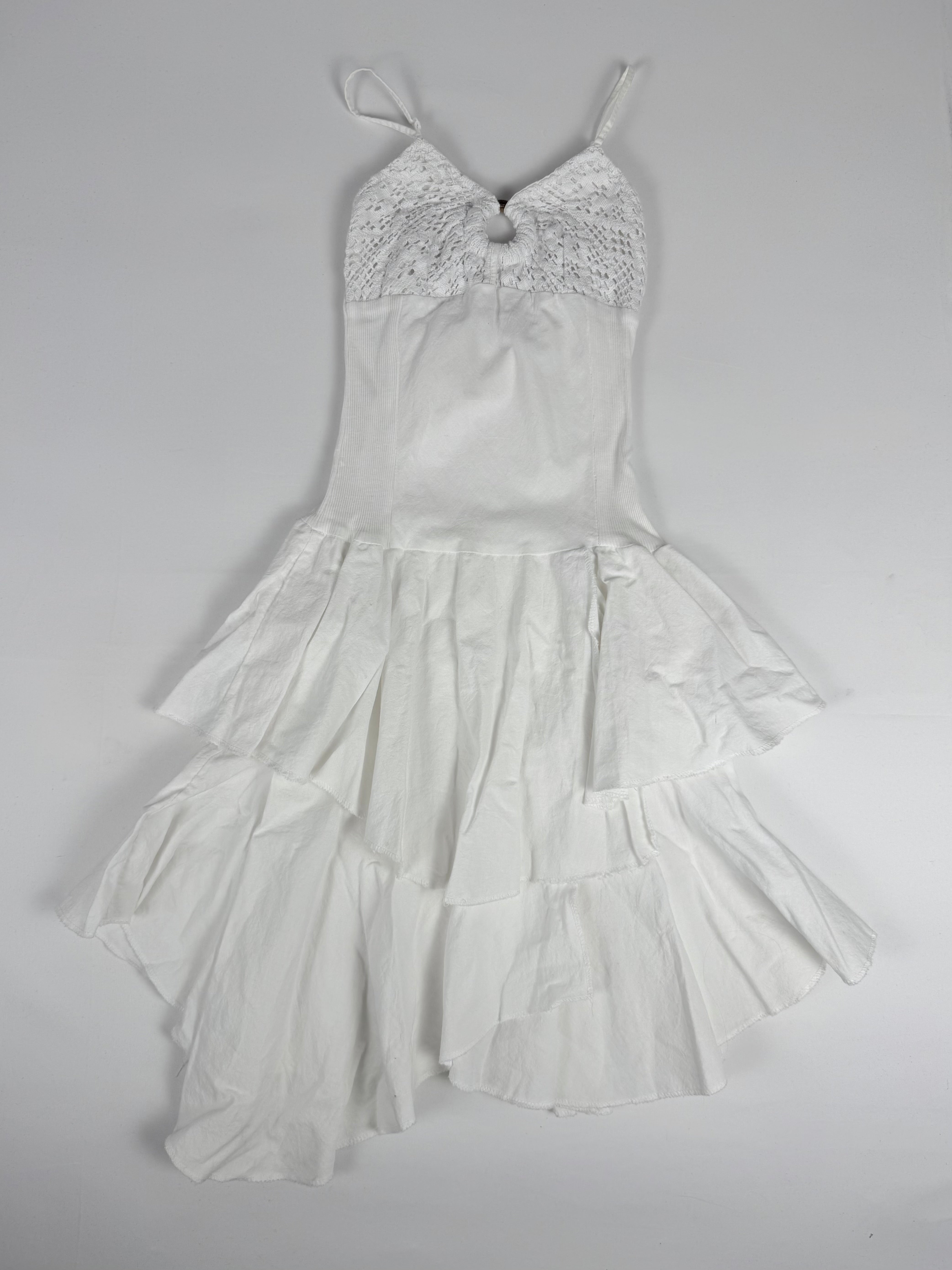 White 100% cotton pleated dress (XS)