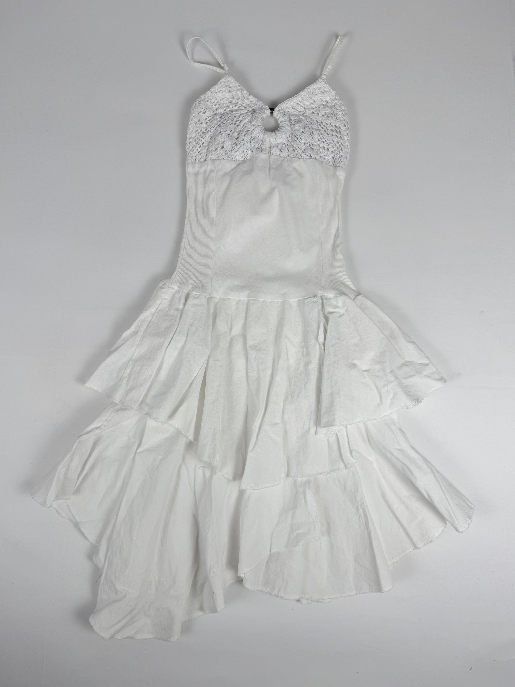 White 100% cotton pleated dress (XS)