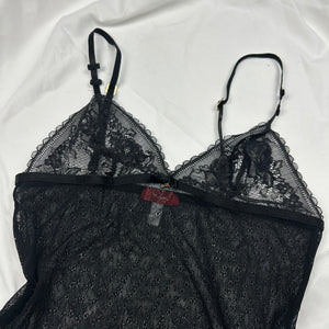 Black lace see trough babydoll cami top (S)