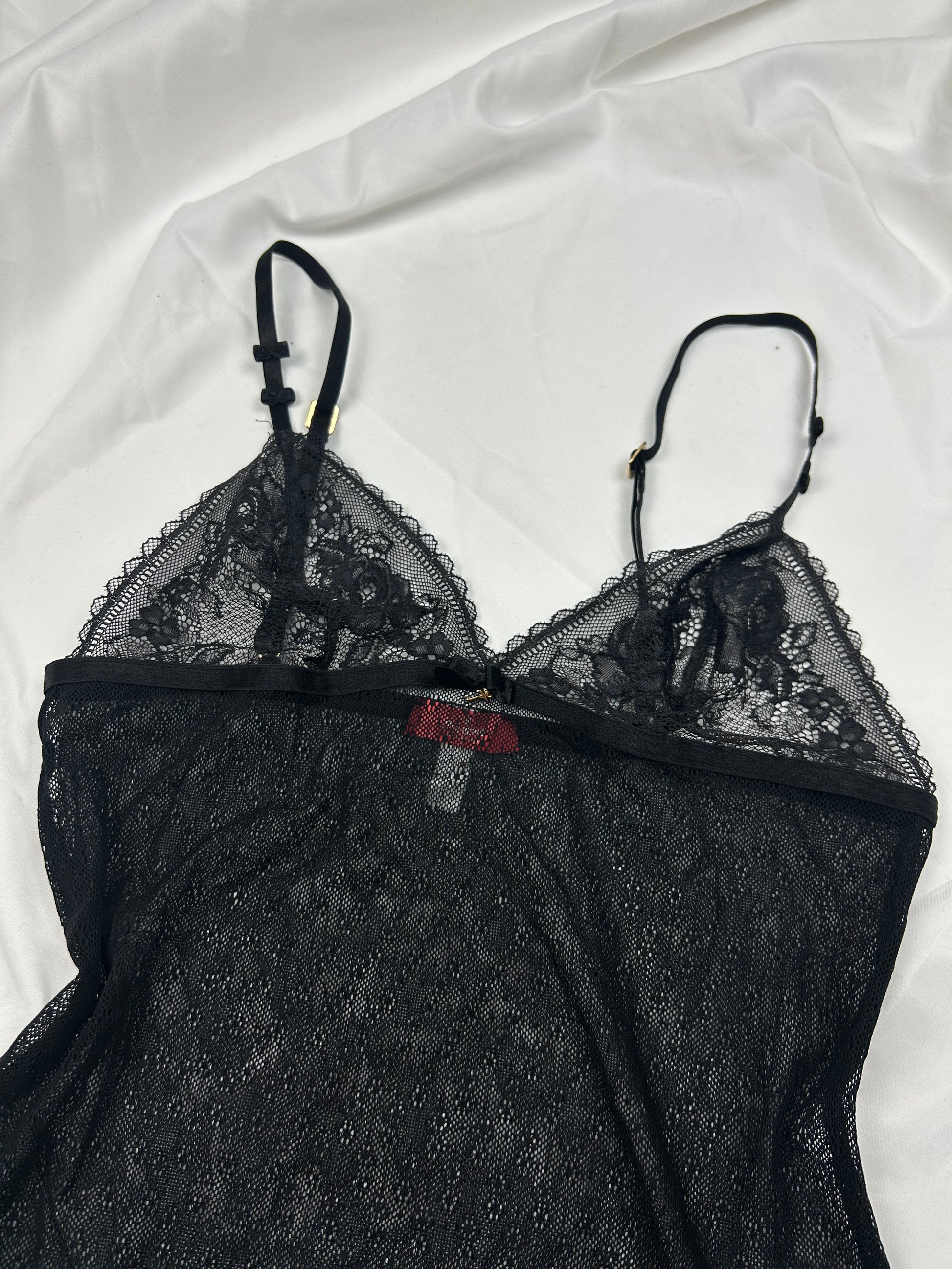 Black lace see trough babydoll cami top (S)