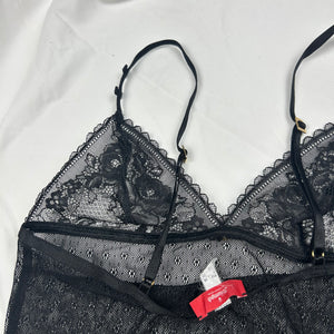 Black lace see trough babydoll cami top (S)
