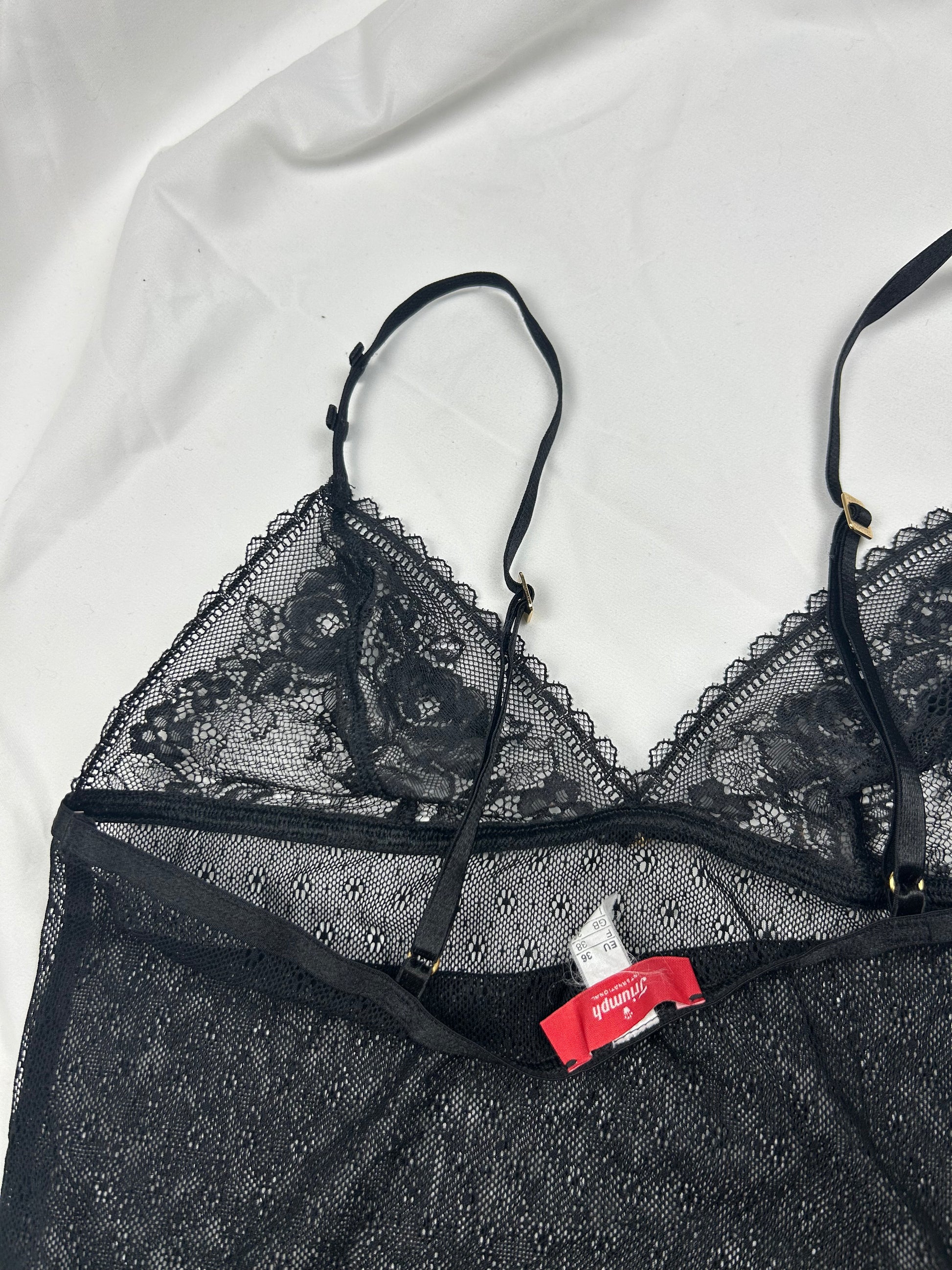 Black lace see trough babydoll cami top (S)