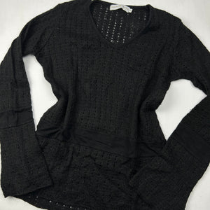 Black crochet round neck jumper (M/L)