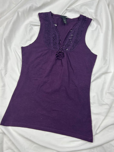 Purple embroidered tank top (XS/S)
