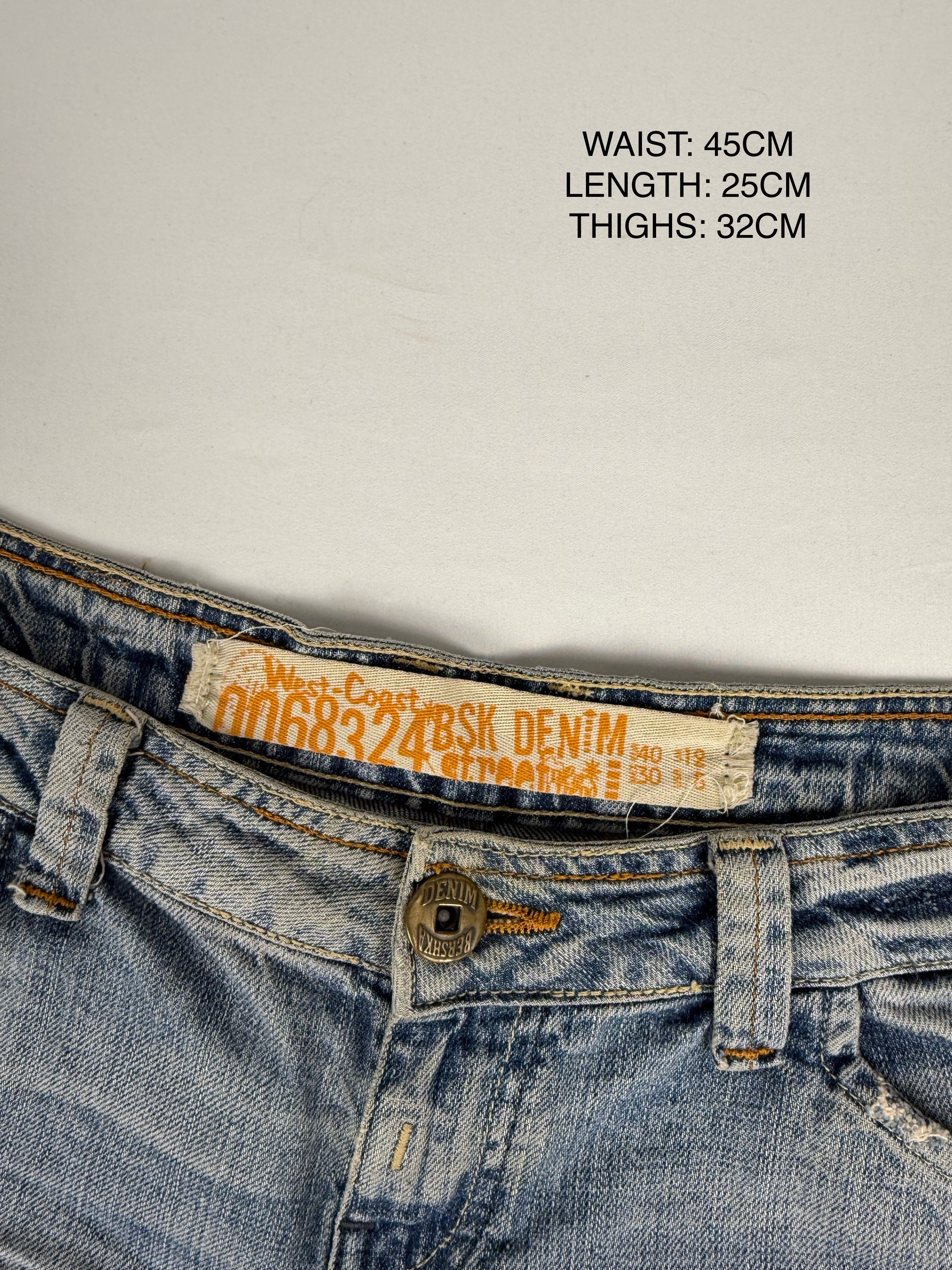 Blue denim low rise mini short (L)