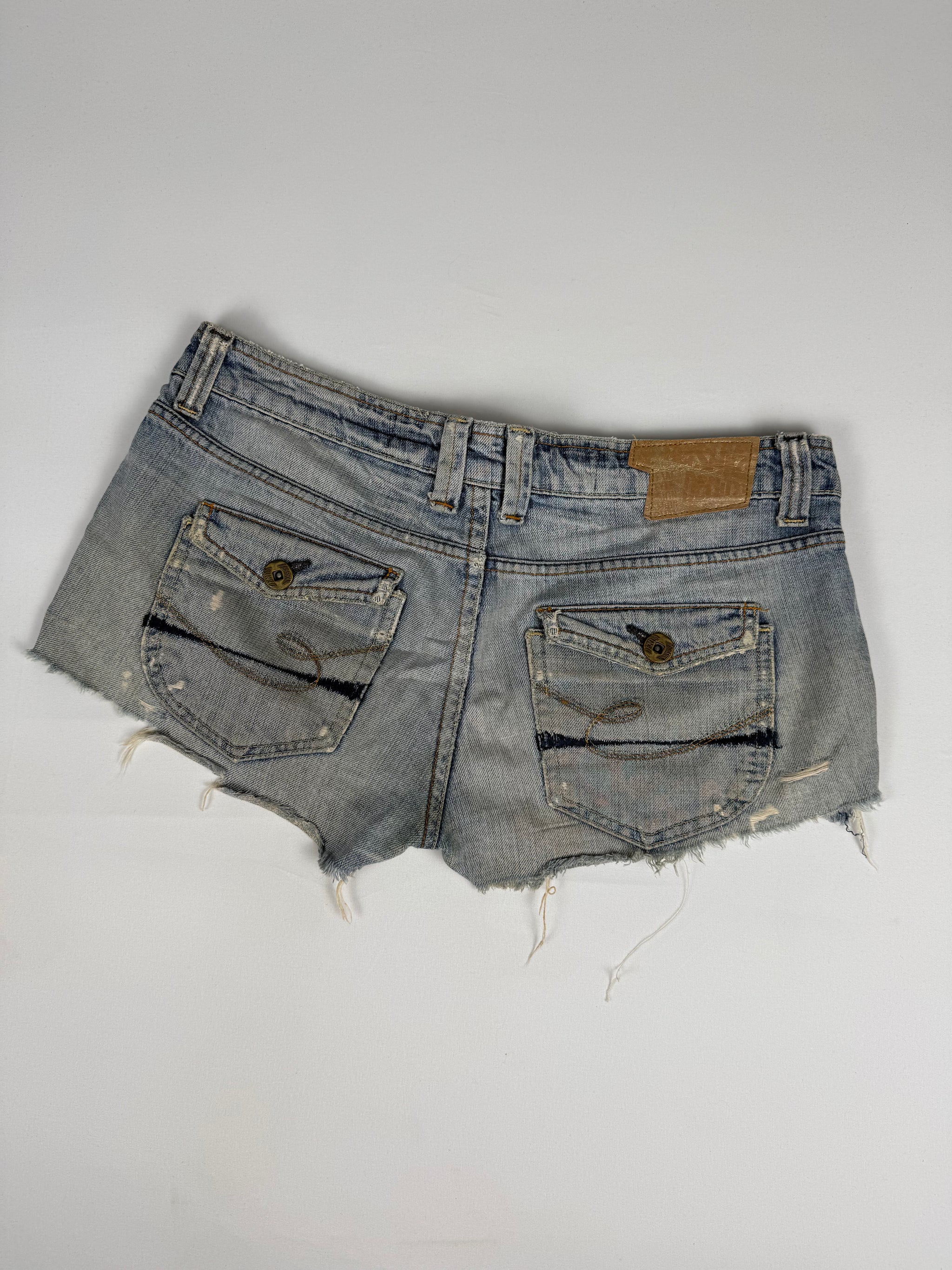 Blue denim low rise mini short (L)