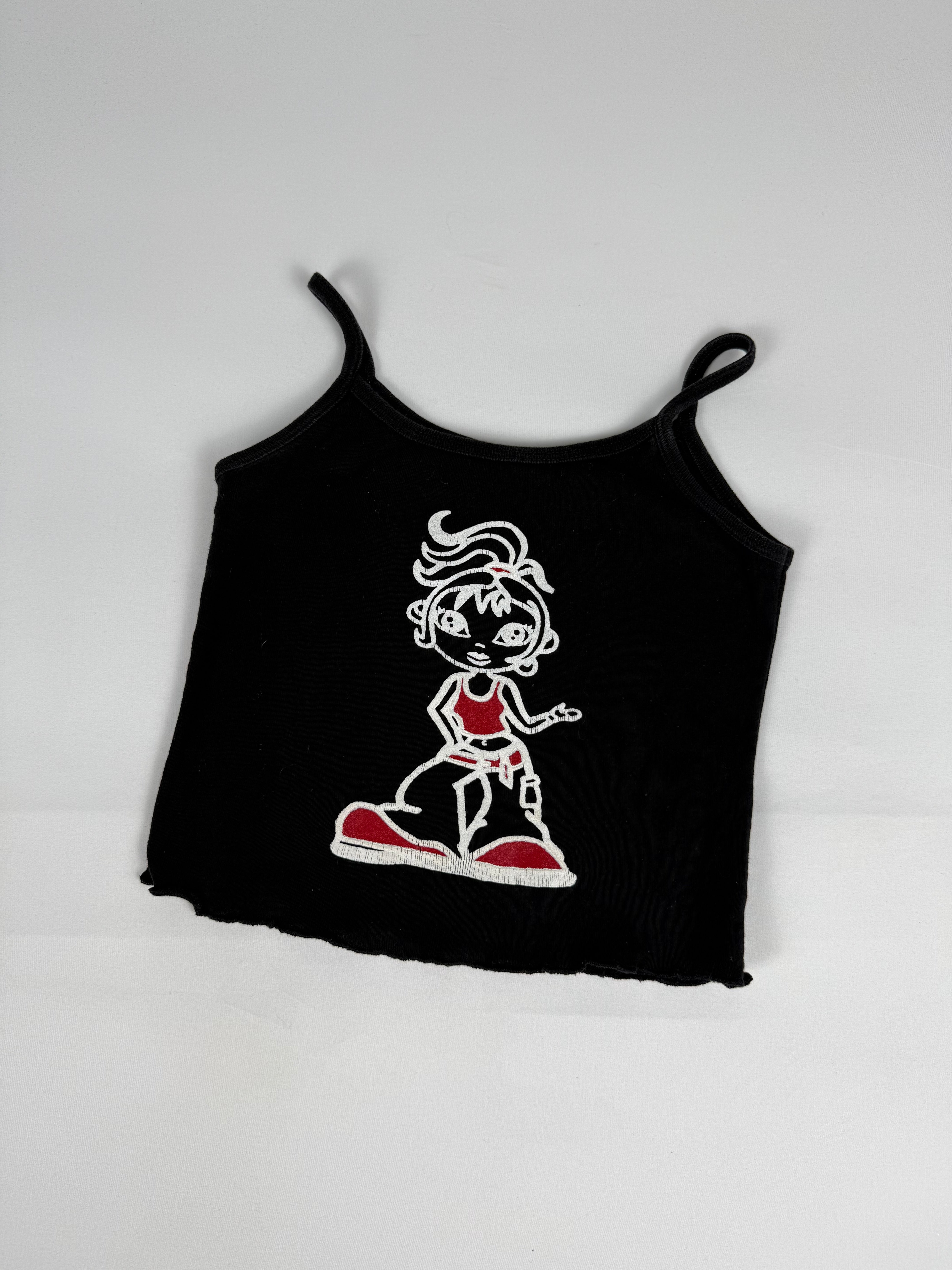 Black graphic cotton top (XS)