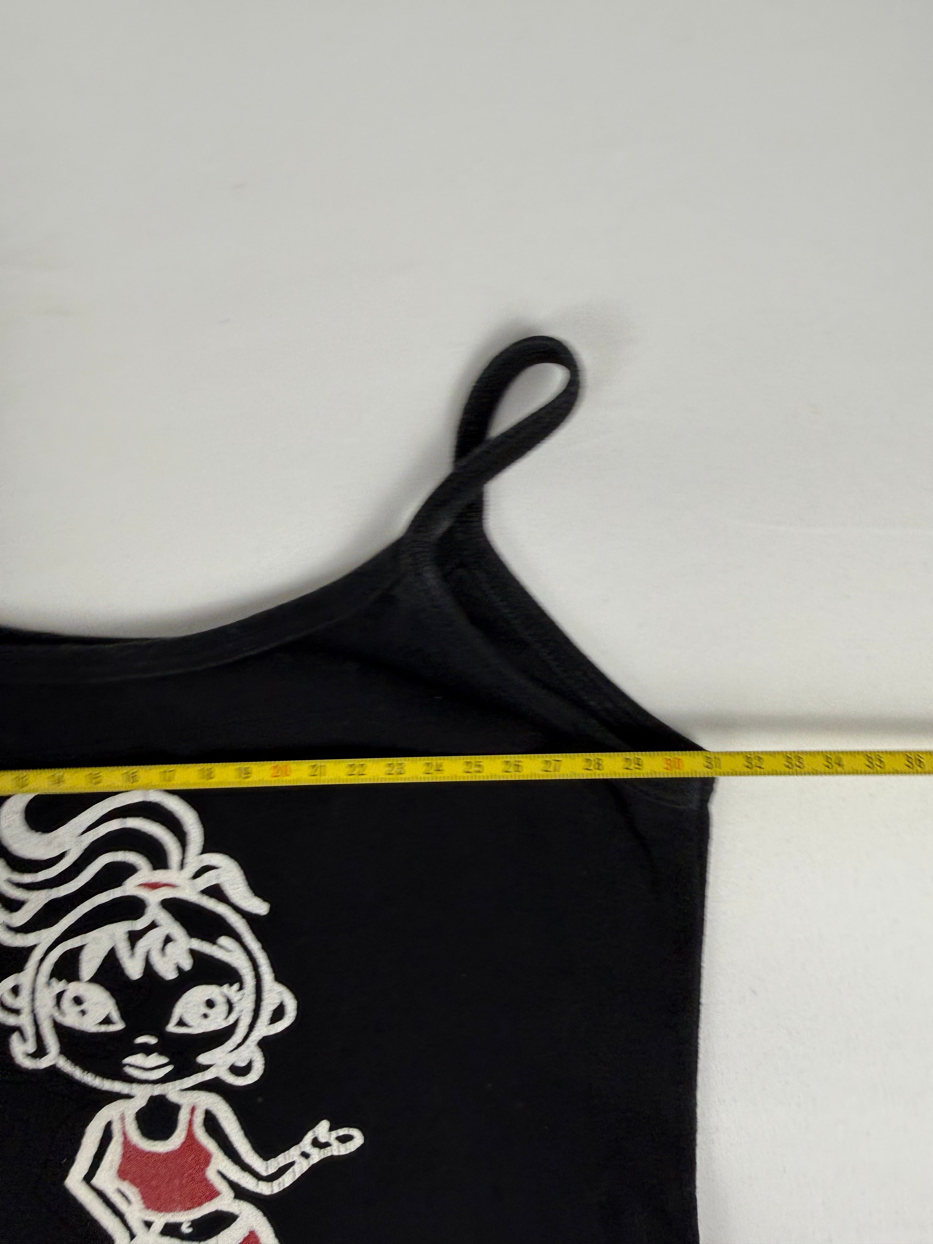 Black graphic cotton top (XS)