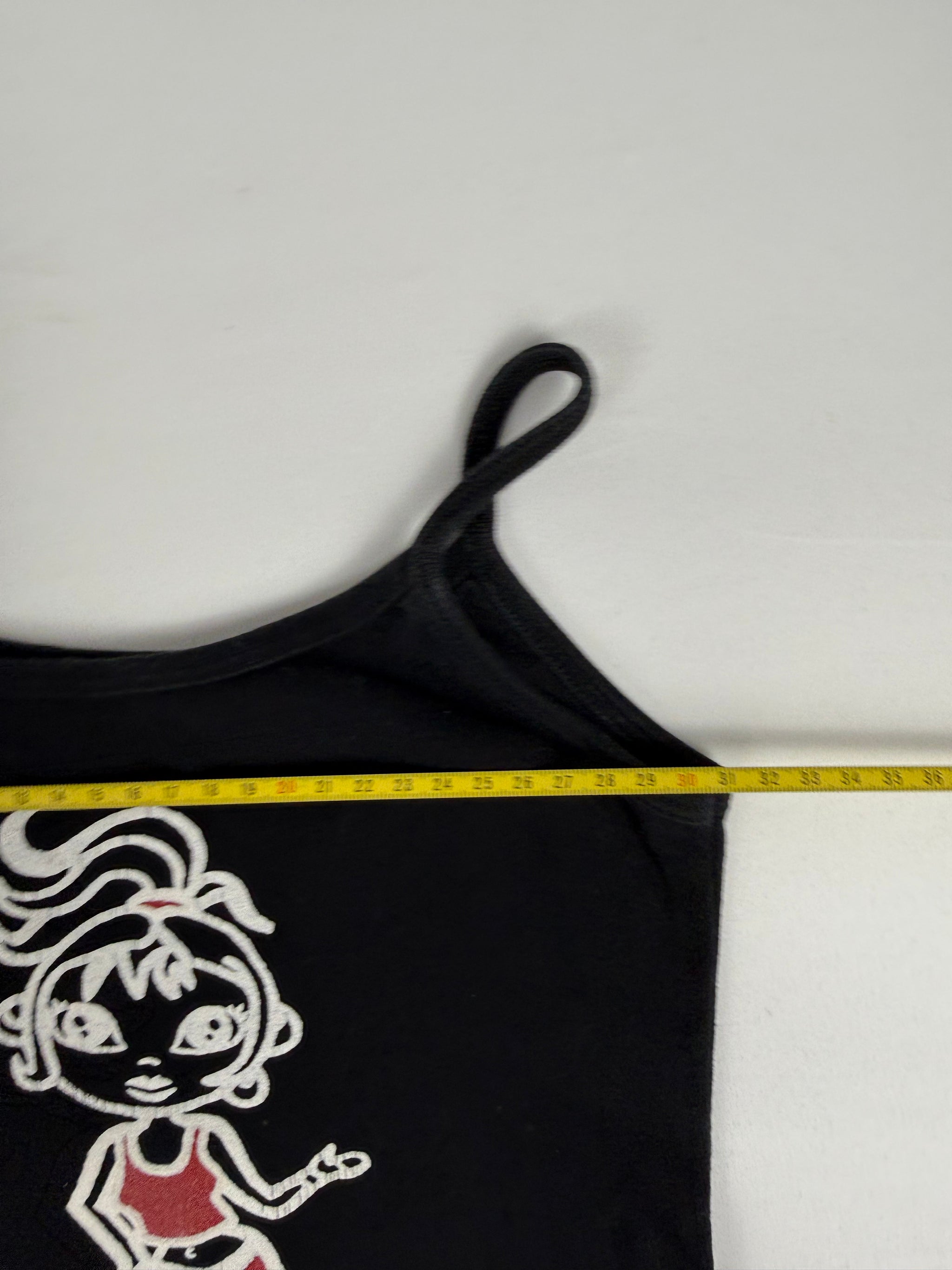 Black graphic cotton top (XS)