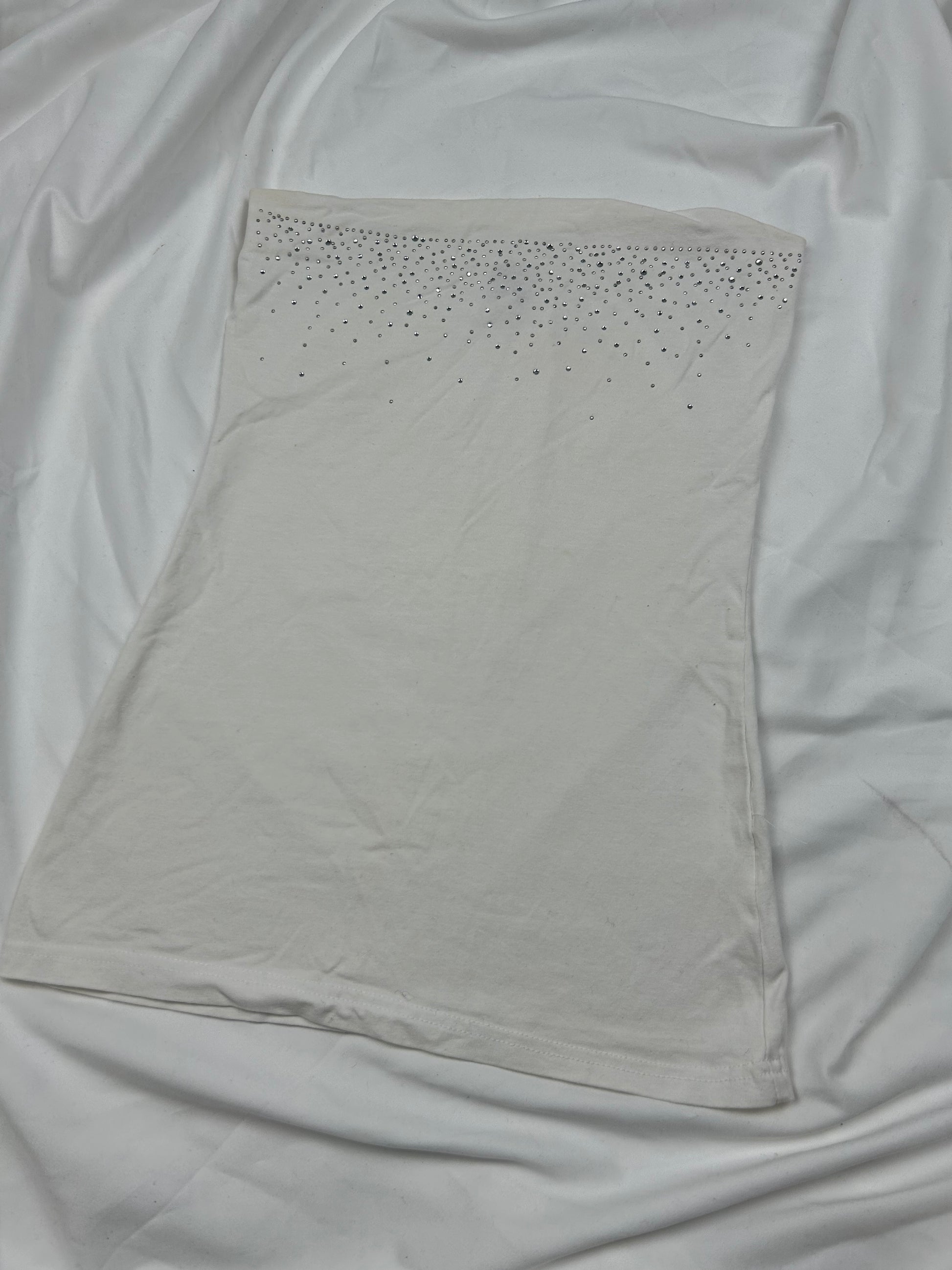 White cotton strass tube top (XS/S)