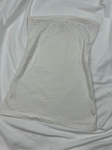 White cotton strass tube top (XS/S)