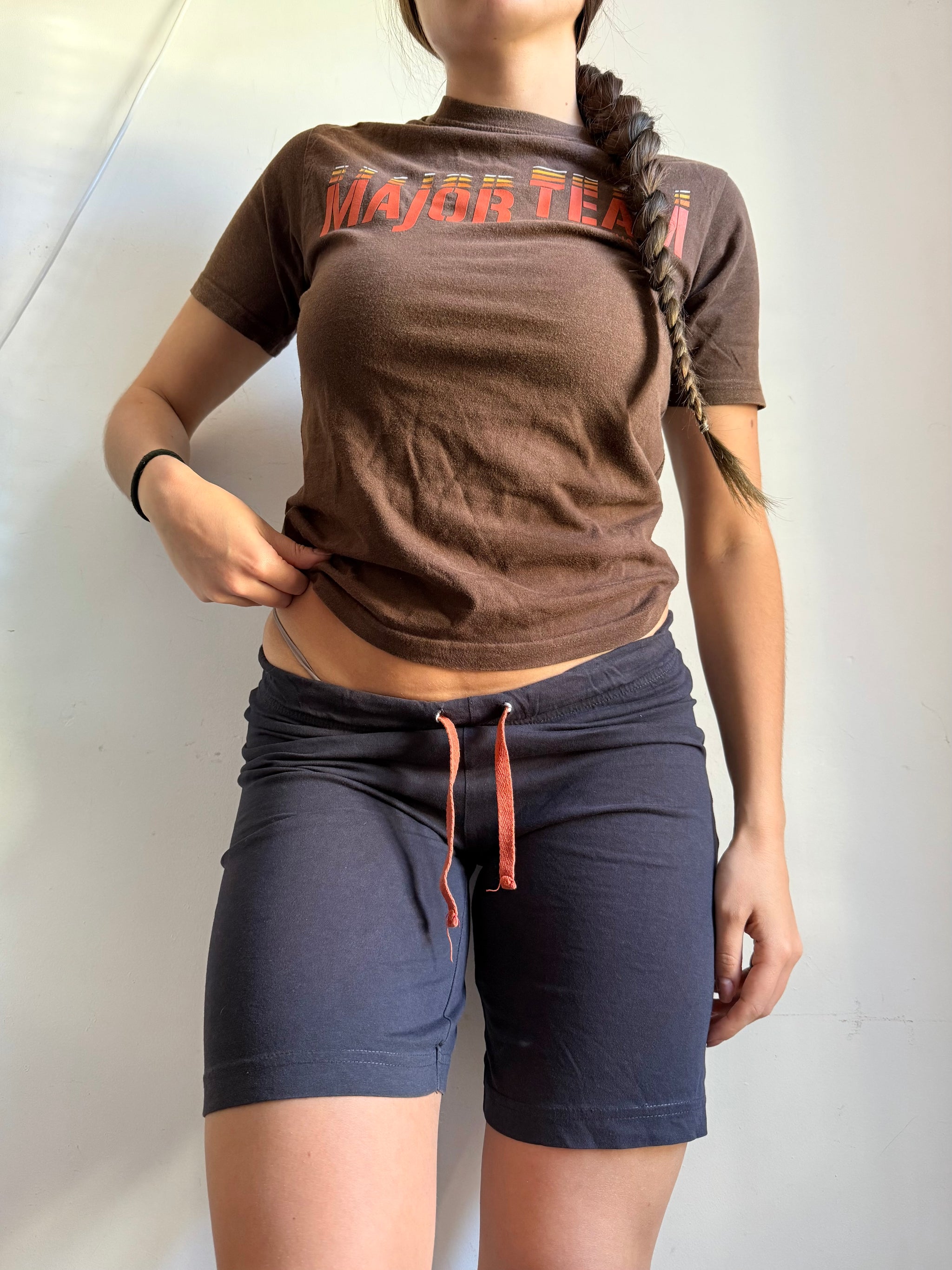 Brown 100% cotton mid short + top set (XS/S)