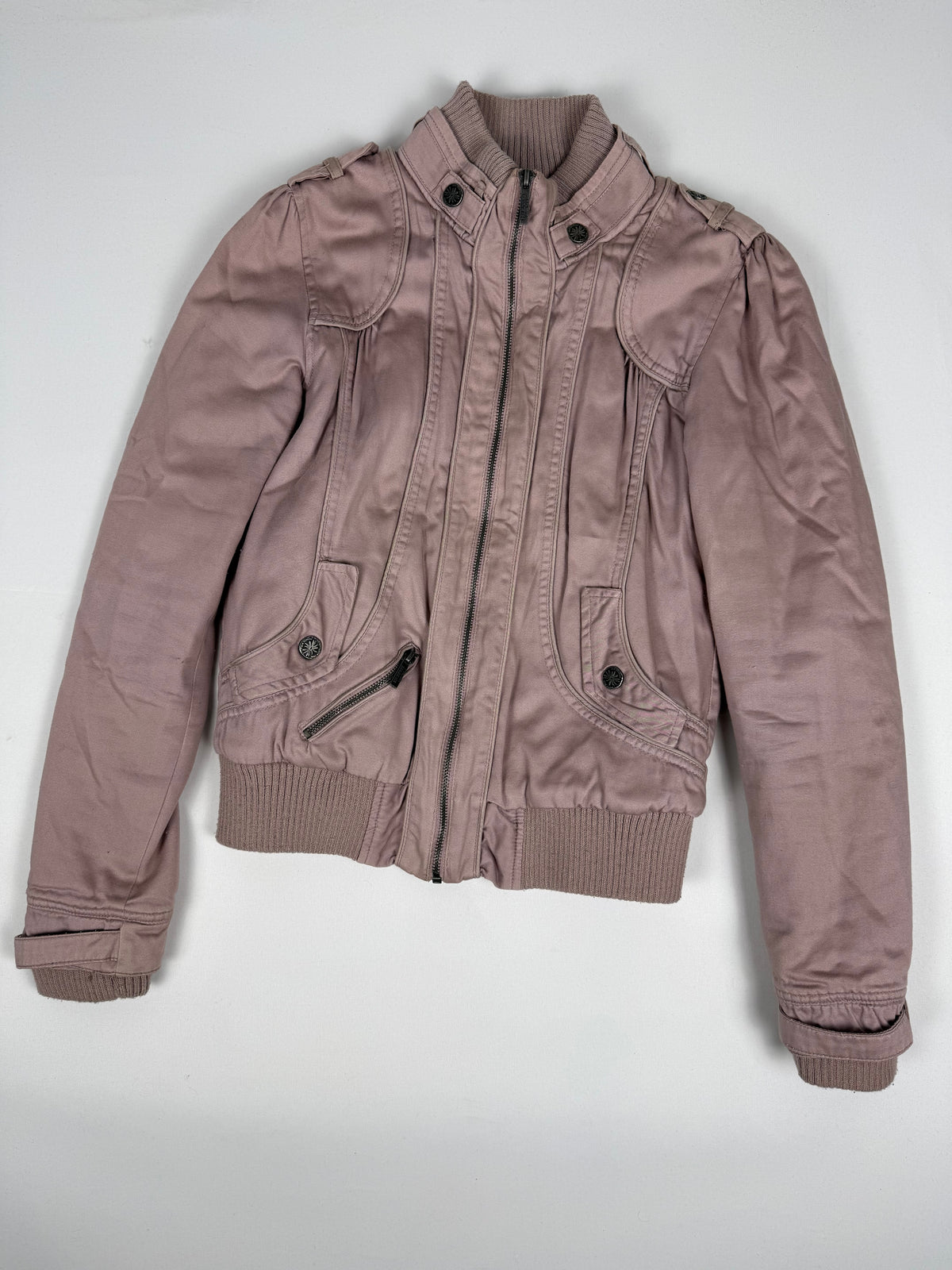Pink cotton biker jacket (L)