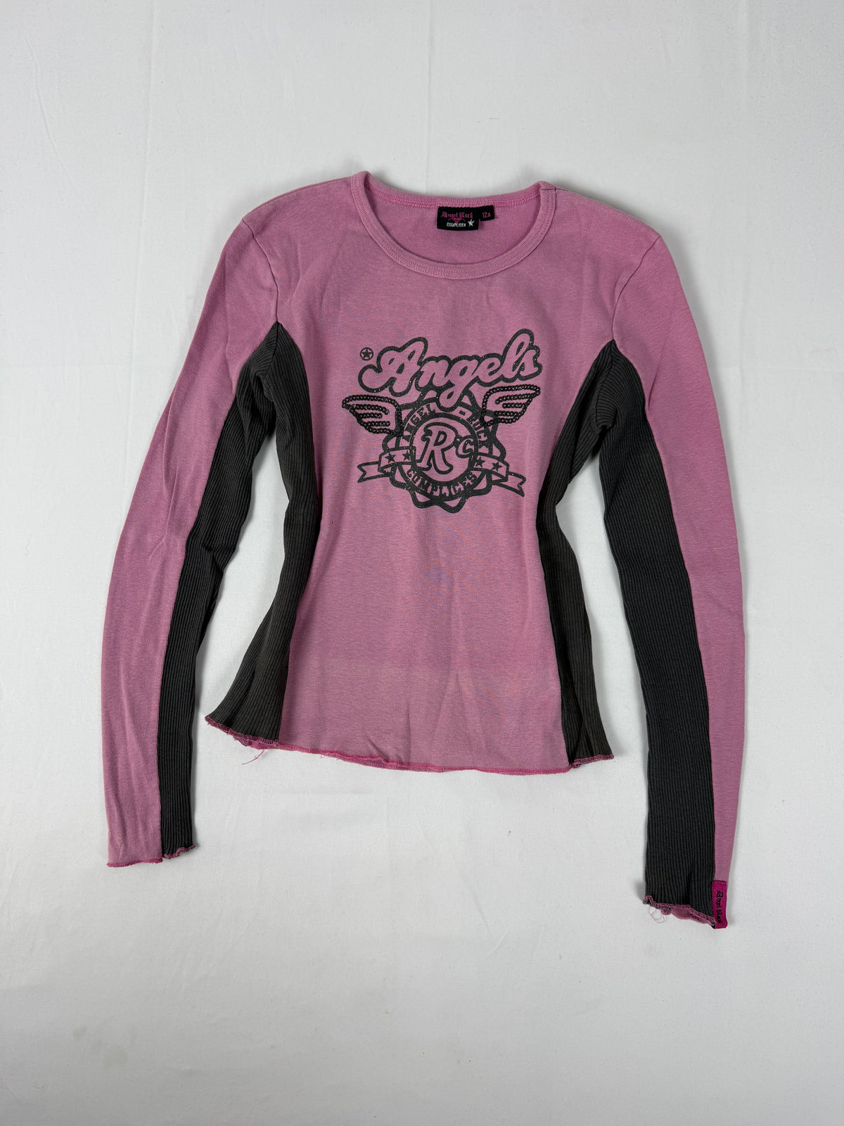Pink graphic long sleeves top (XS)
