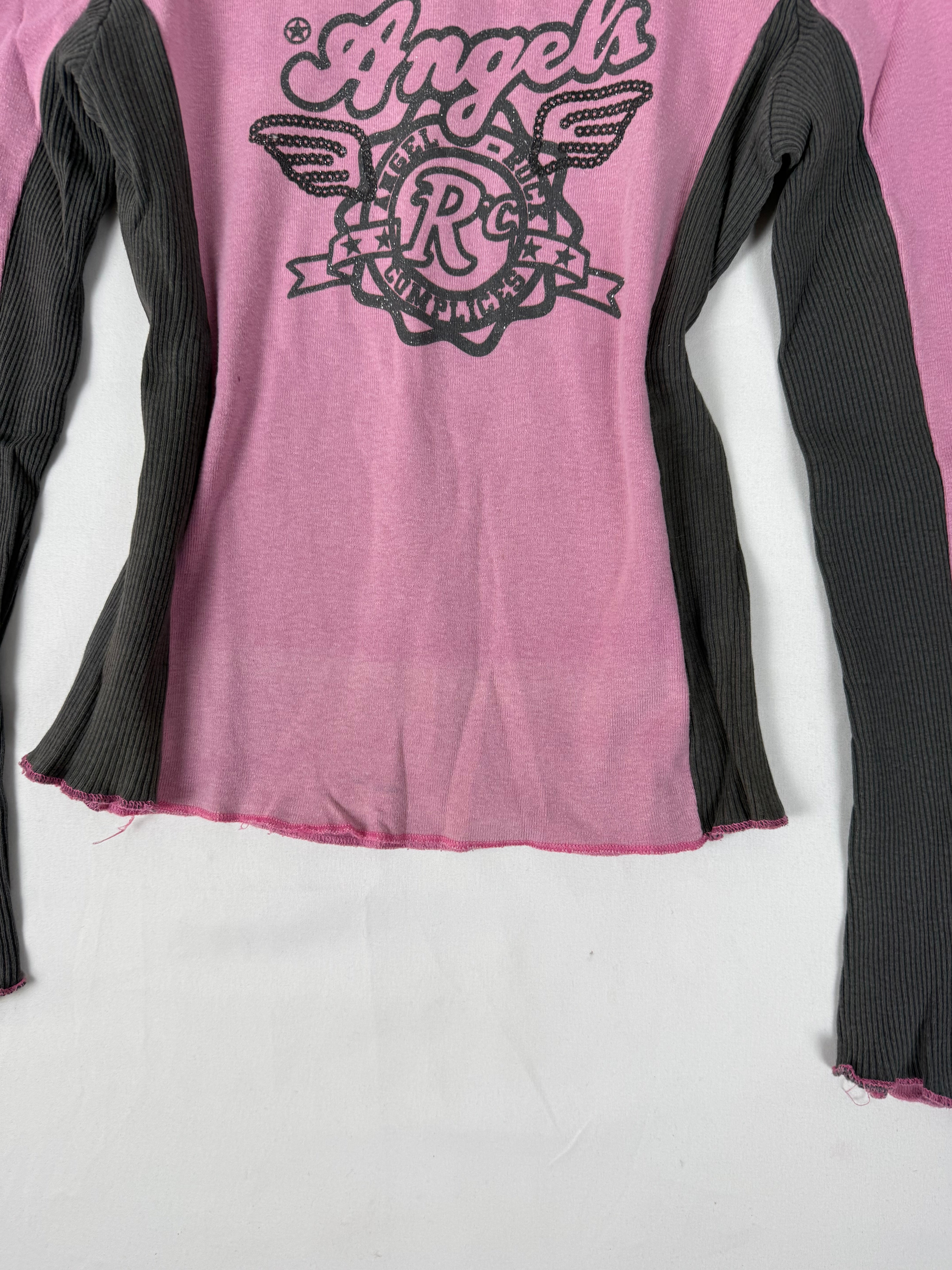 Pink graphic long sleeves top (XS)