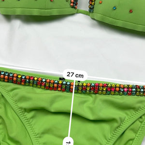 Green strass low rise bikini set (XS)
