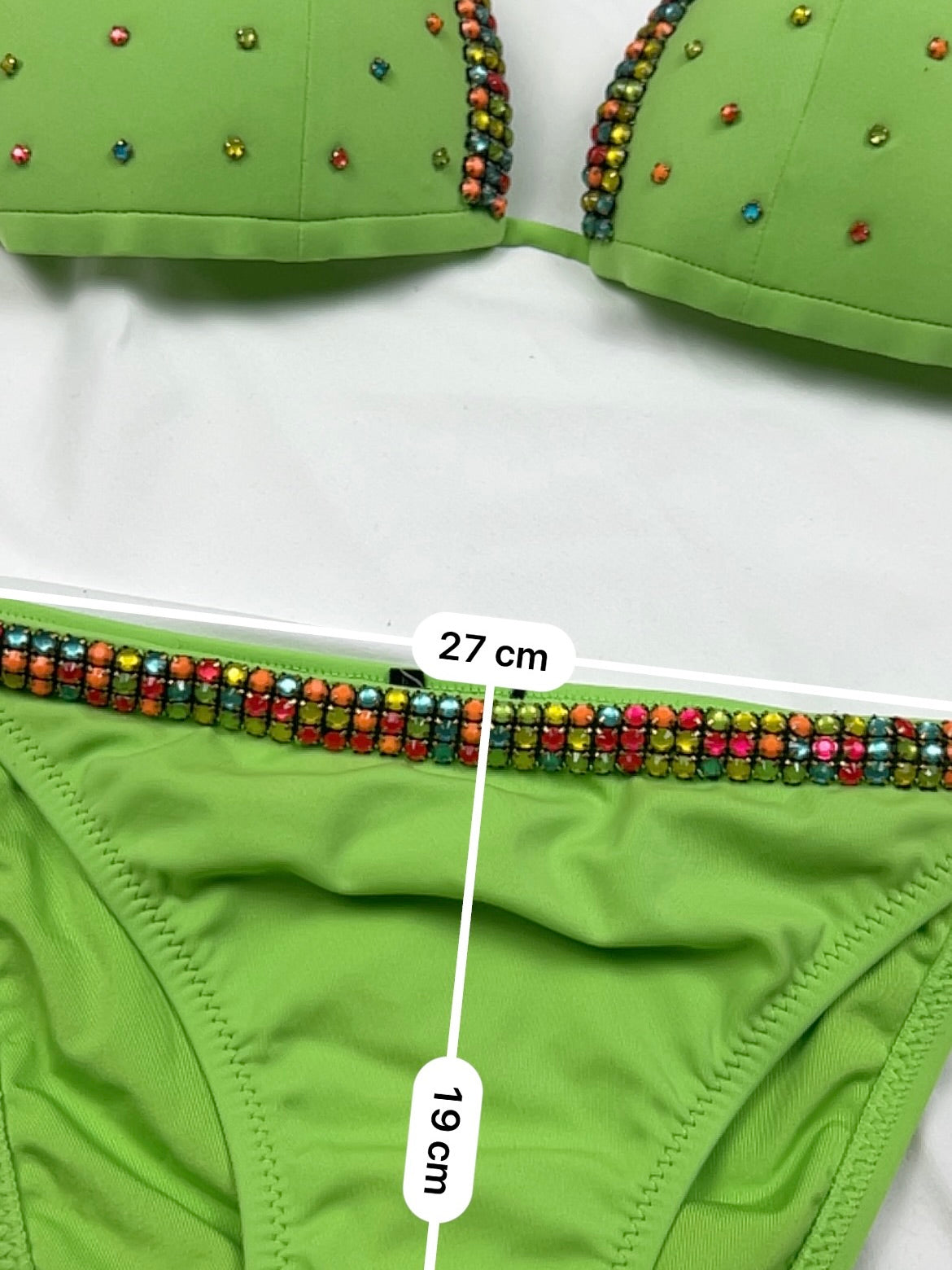 Green strass low rise bikini set (XS)