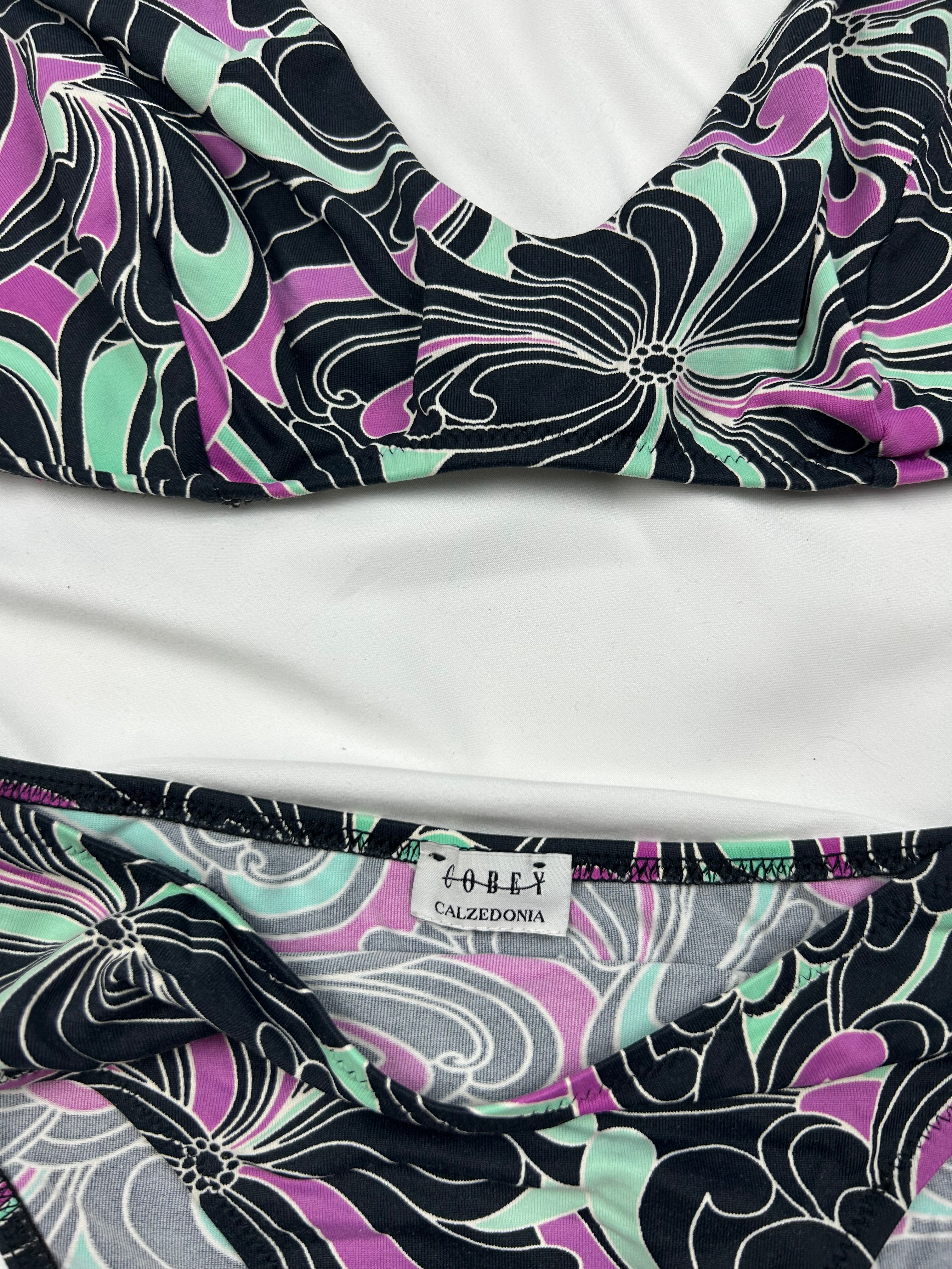 Purple graphic low rise bikini set (XL)