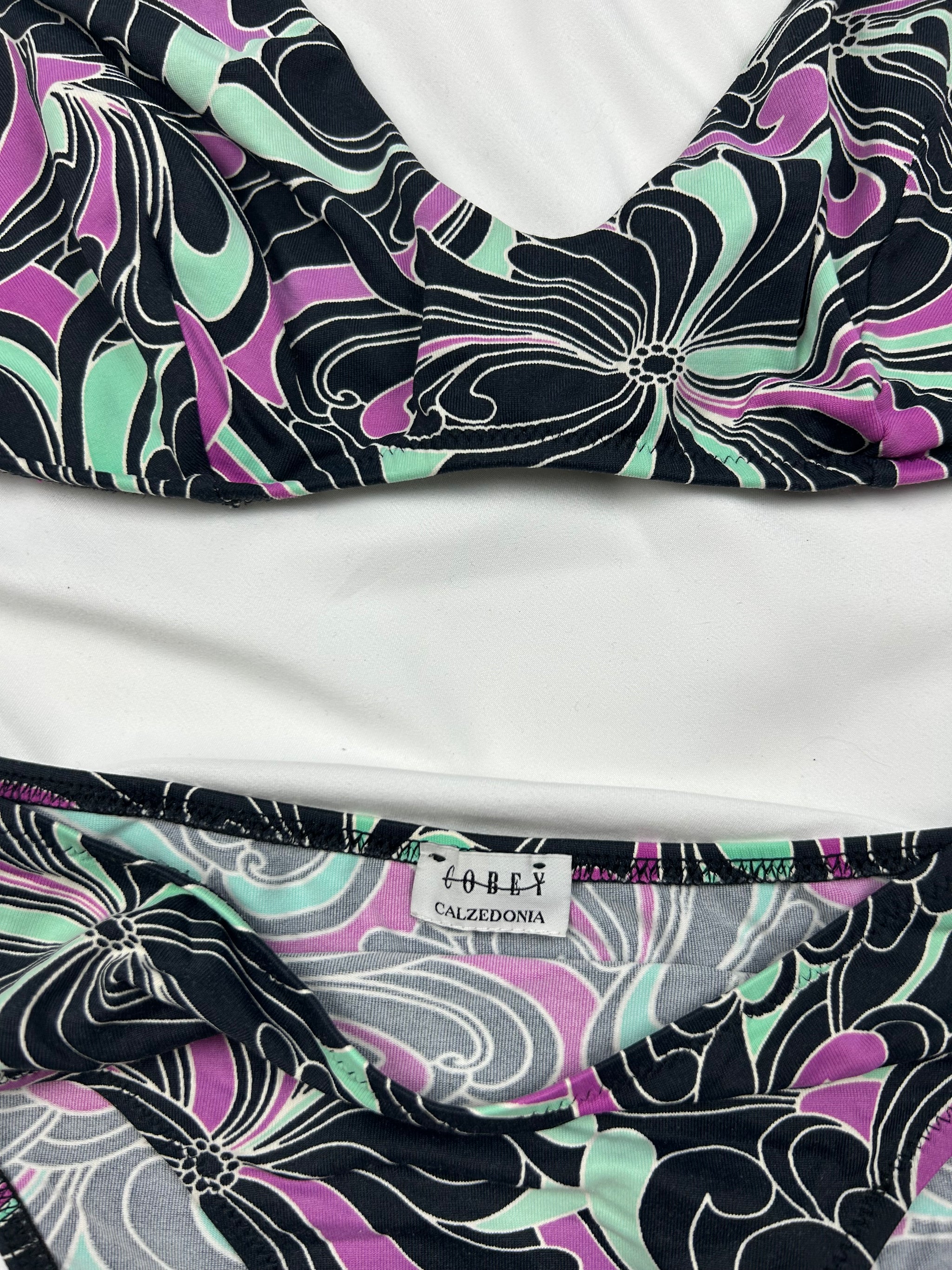 Purple graphic low rise bikini set (XL)