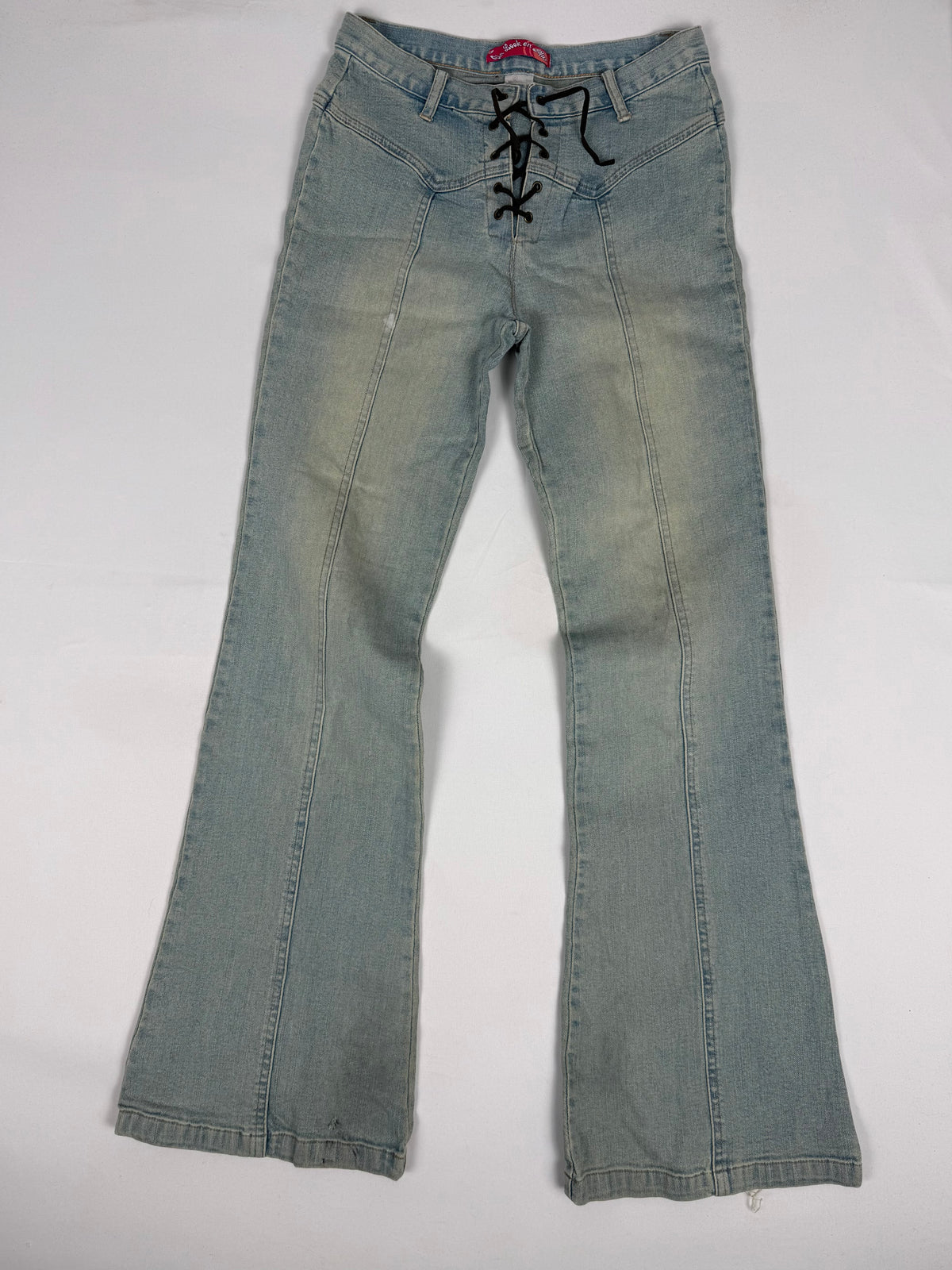 Pantalon droit taille basse en jean noir (XS)