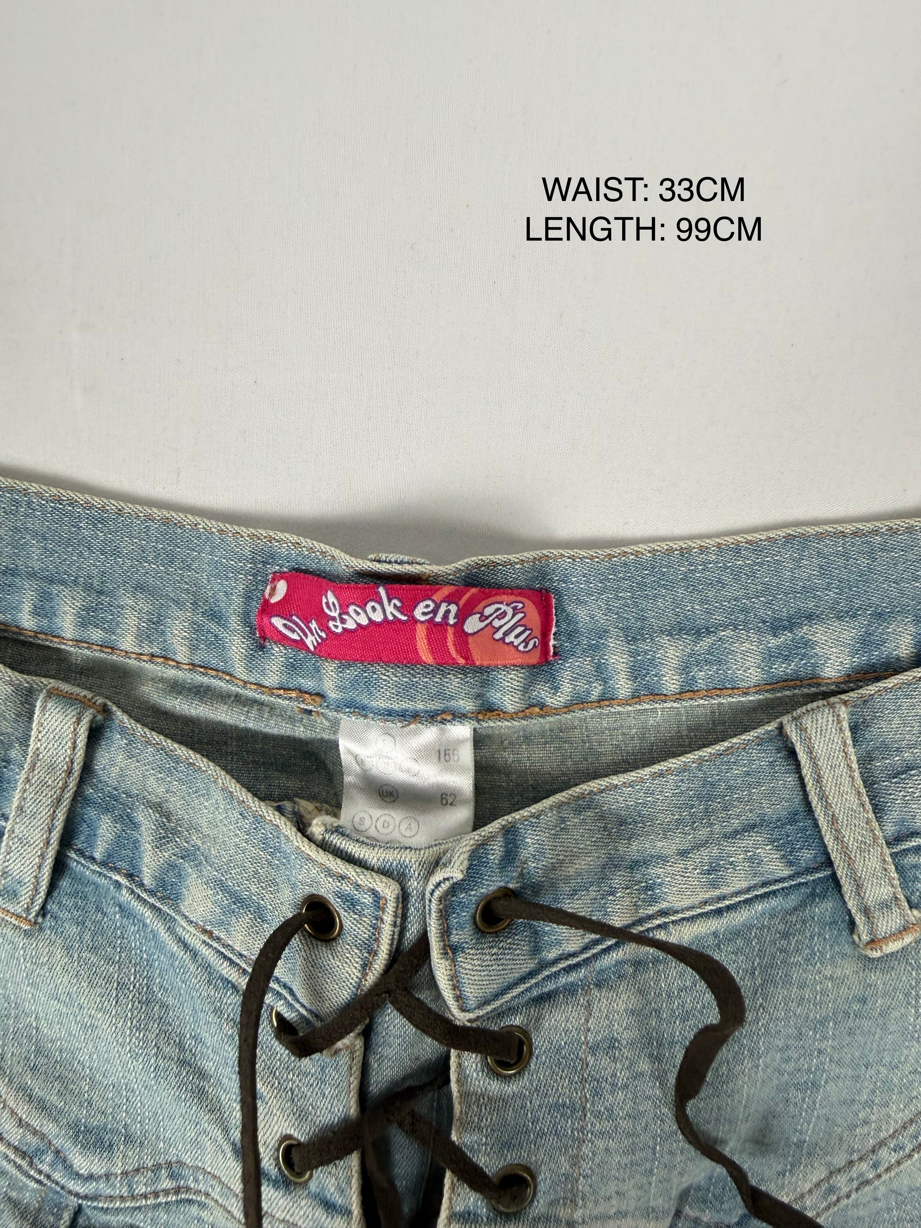 Pantalon droit taille basse en jean noir (XS)