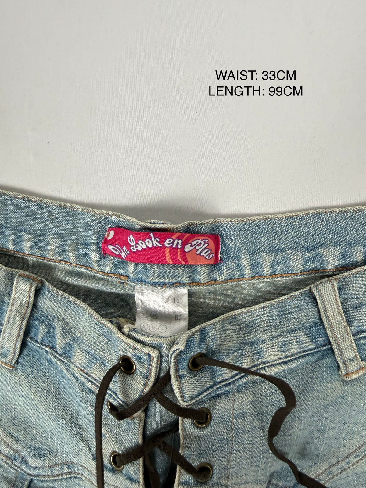 Pantalon droit taille basse en jean noir (XS)