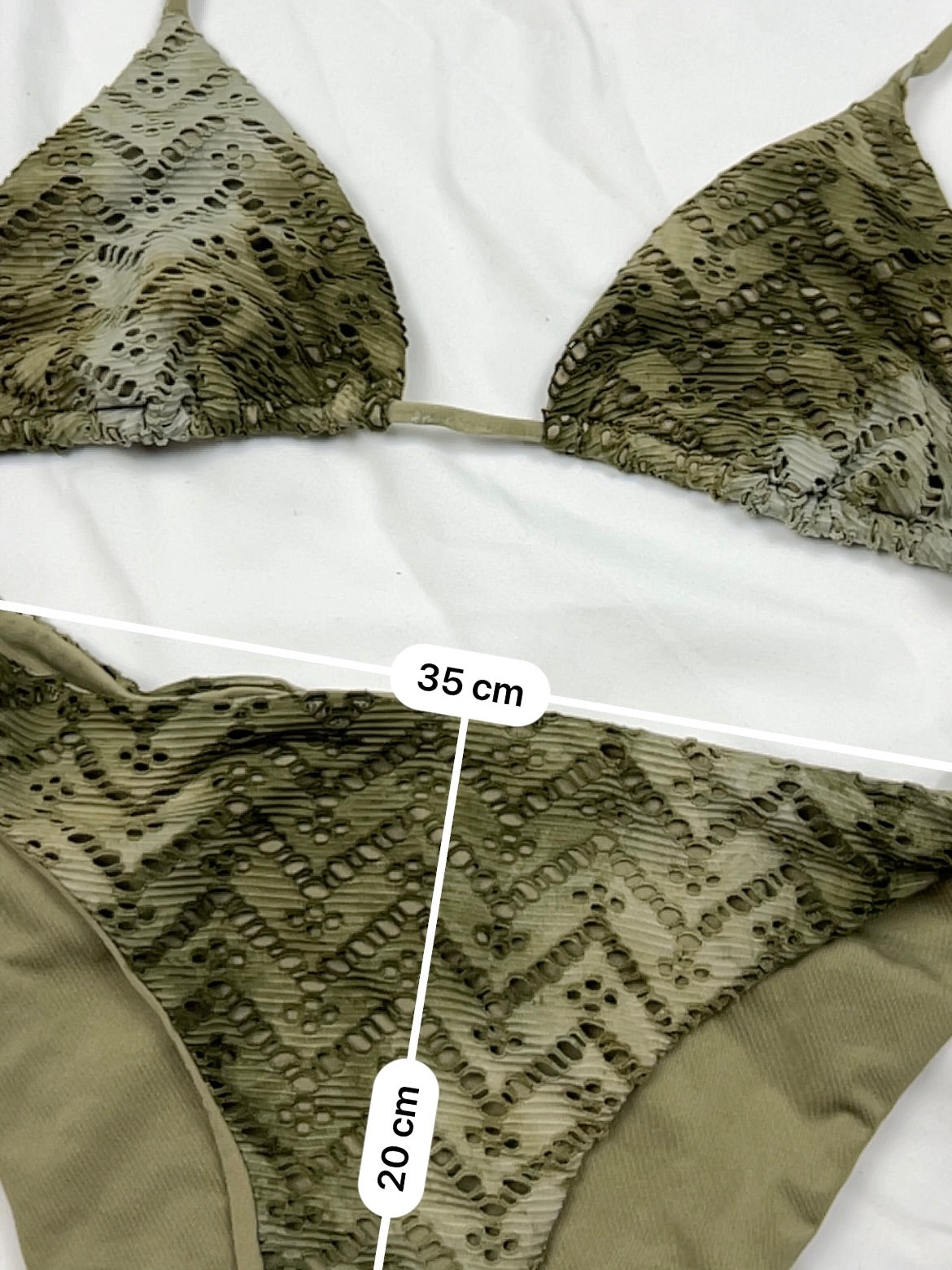 Khaki snake crochet low rise bikini set (XL)