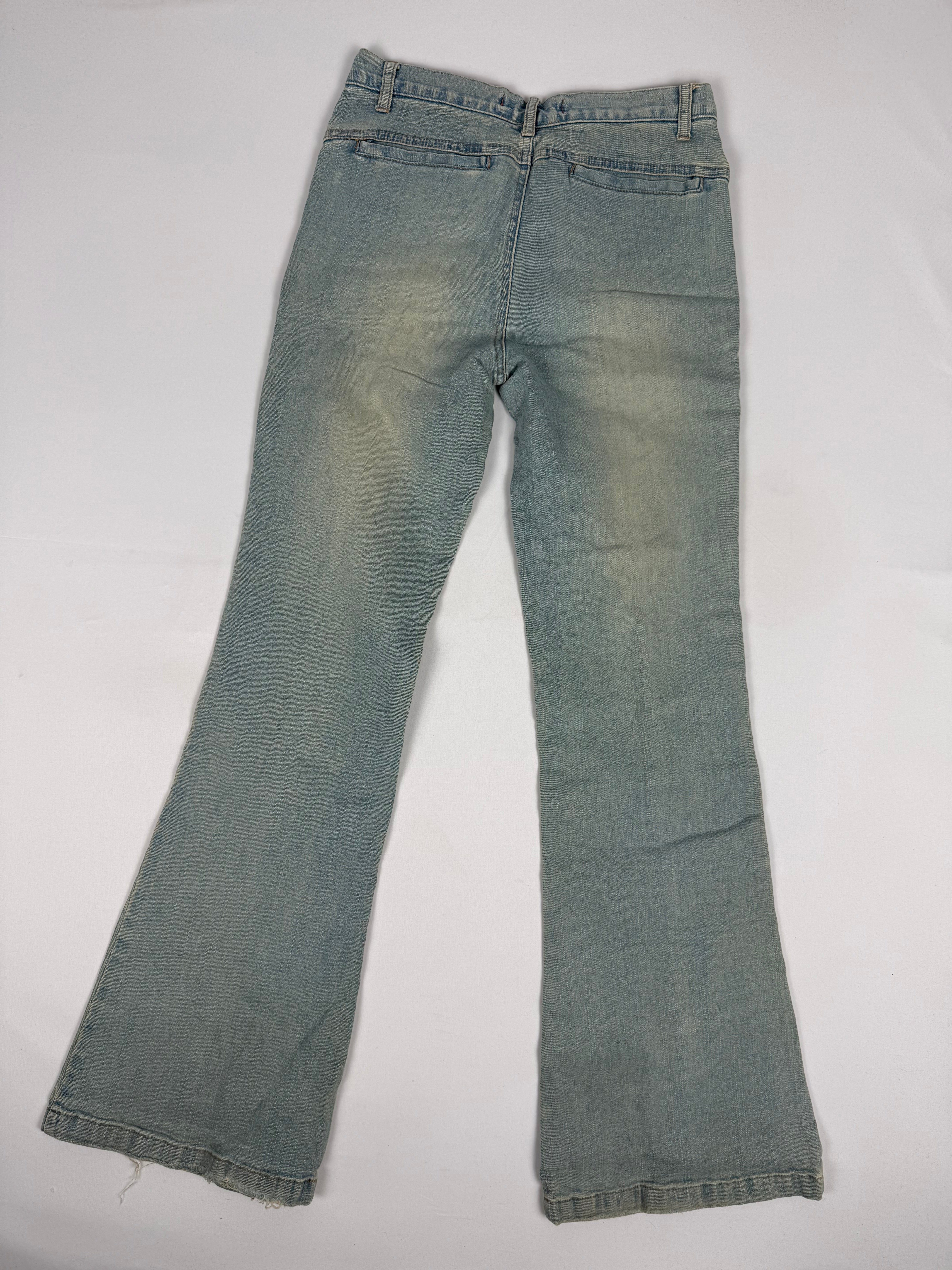 Pantalon droit taille basse en jean noir (XS)