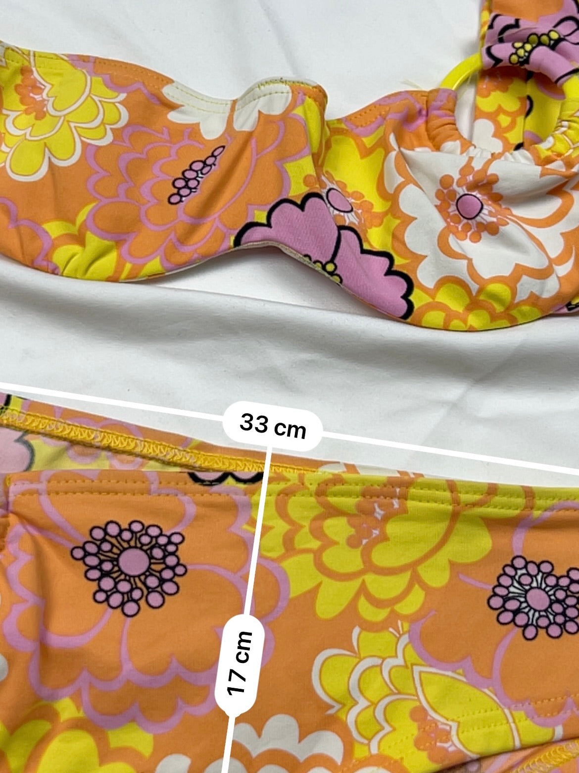 Orange floral low rise bikini set (S)