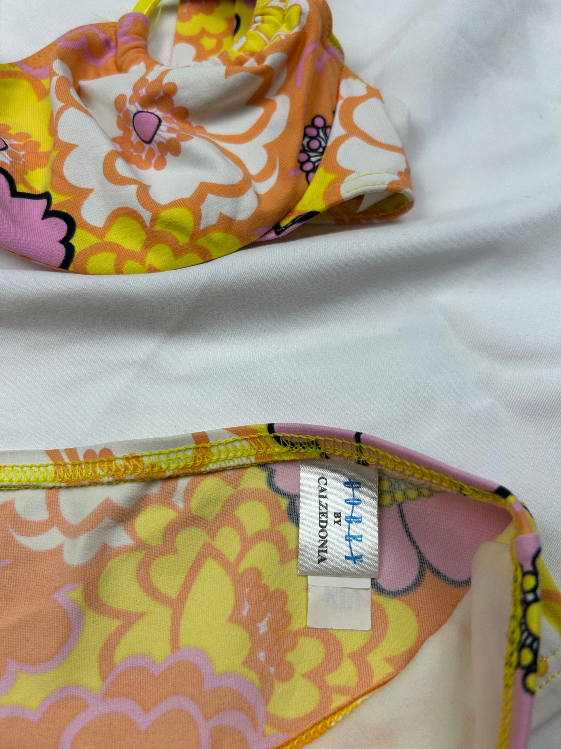 Orange floral low rise bikini set (S)