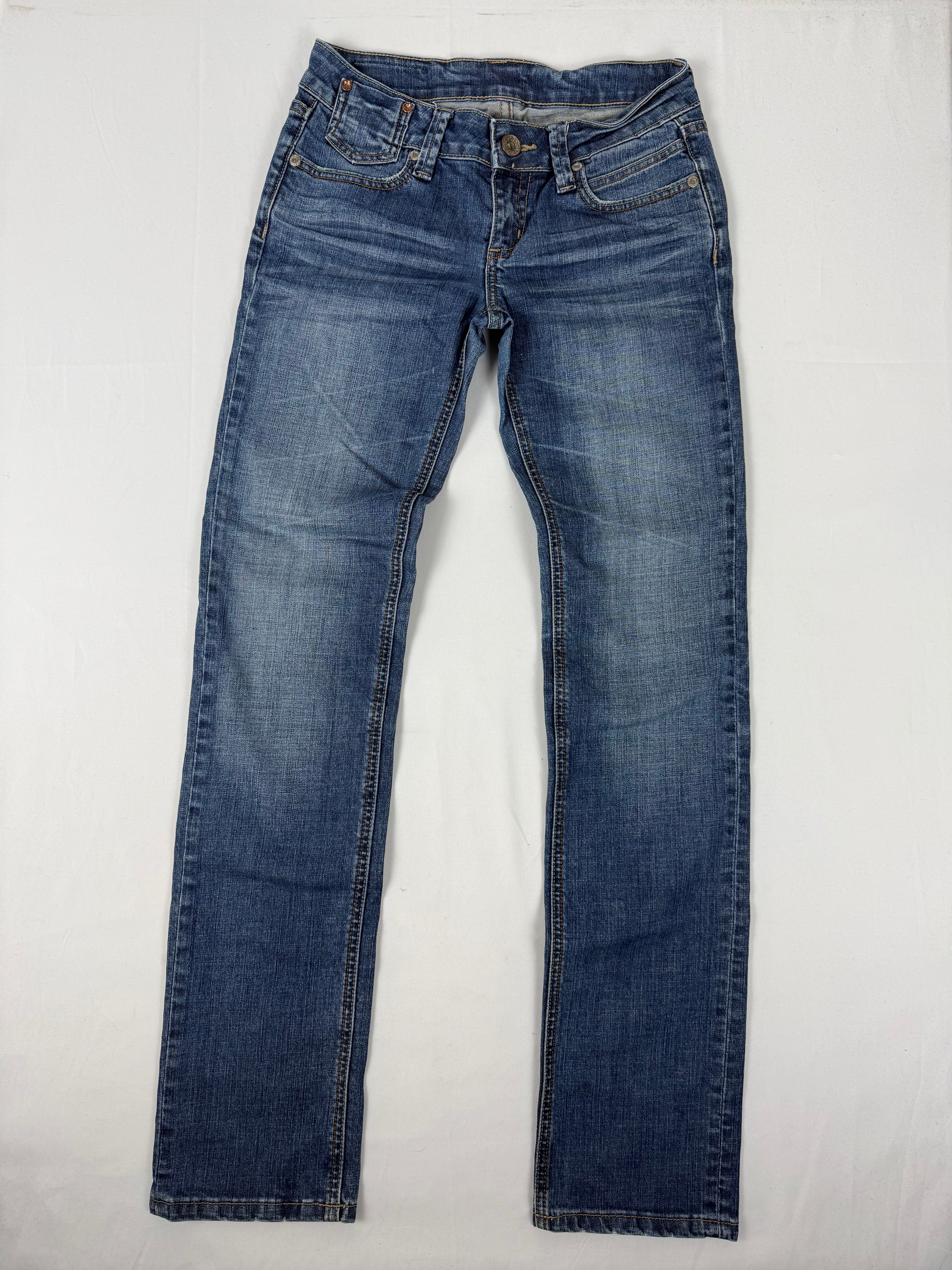 Blue denim low rise skinny pants (S)