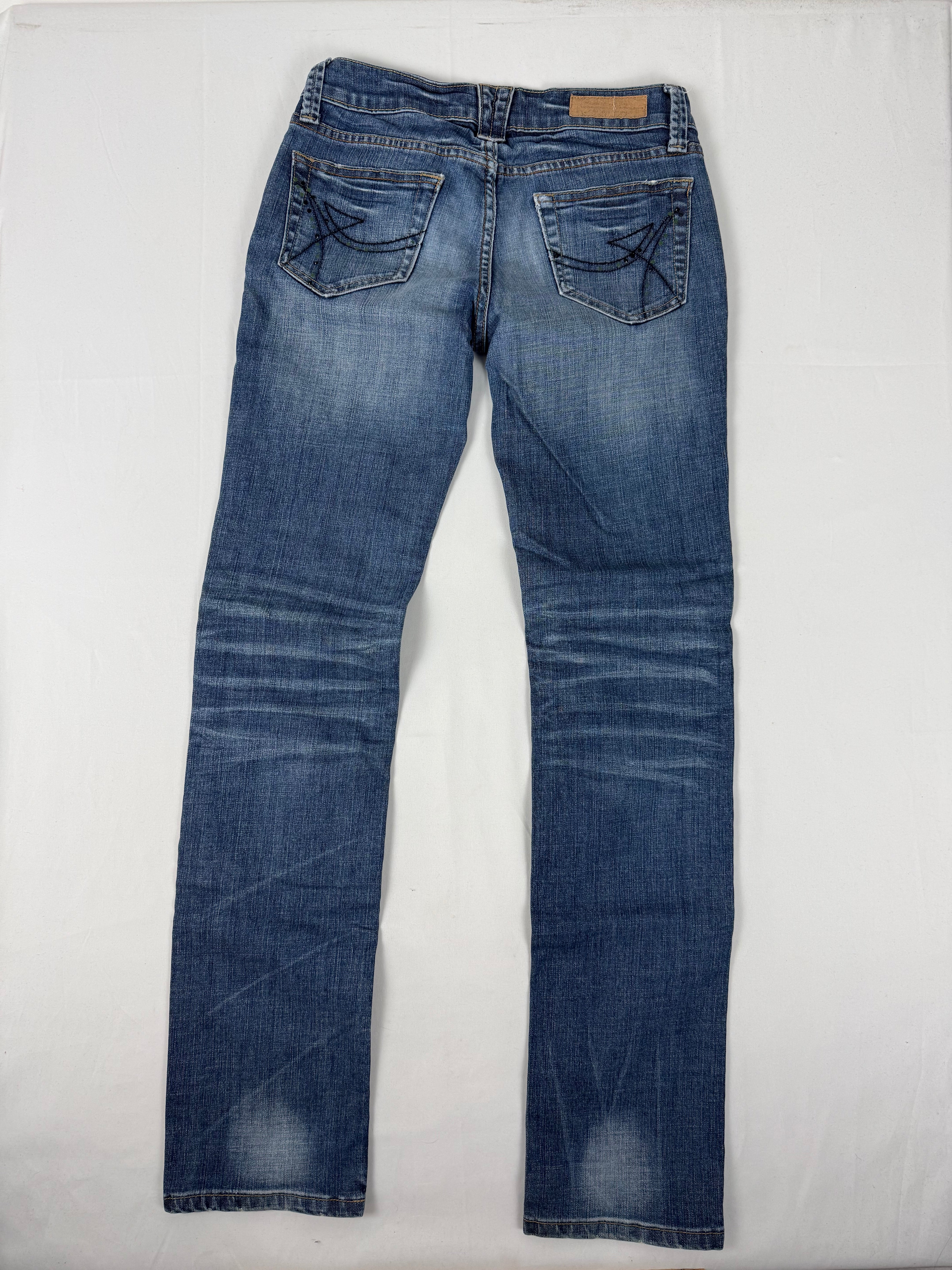 Blue denim low rise skinny pants (S)