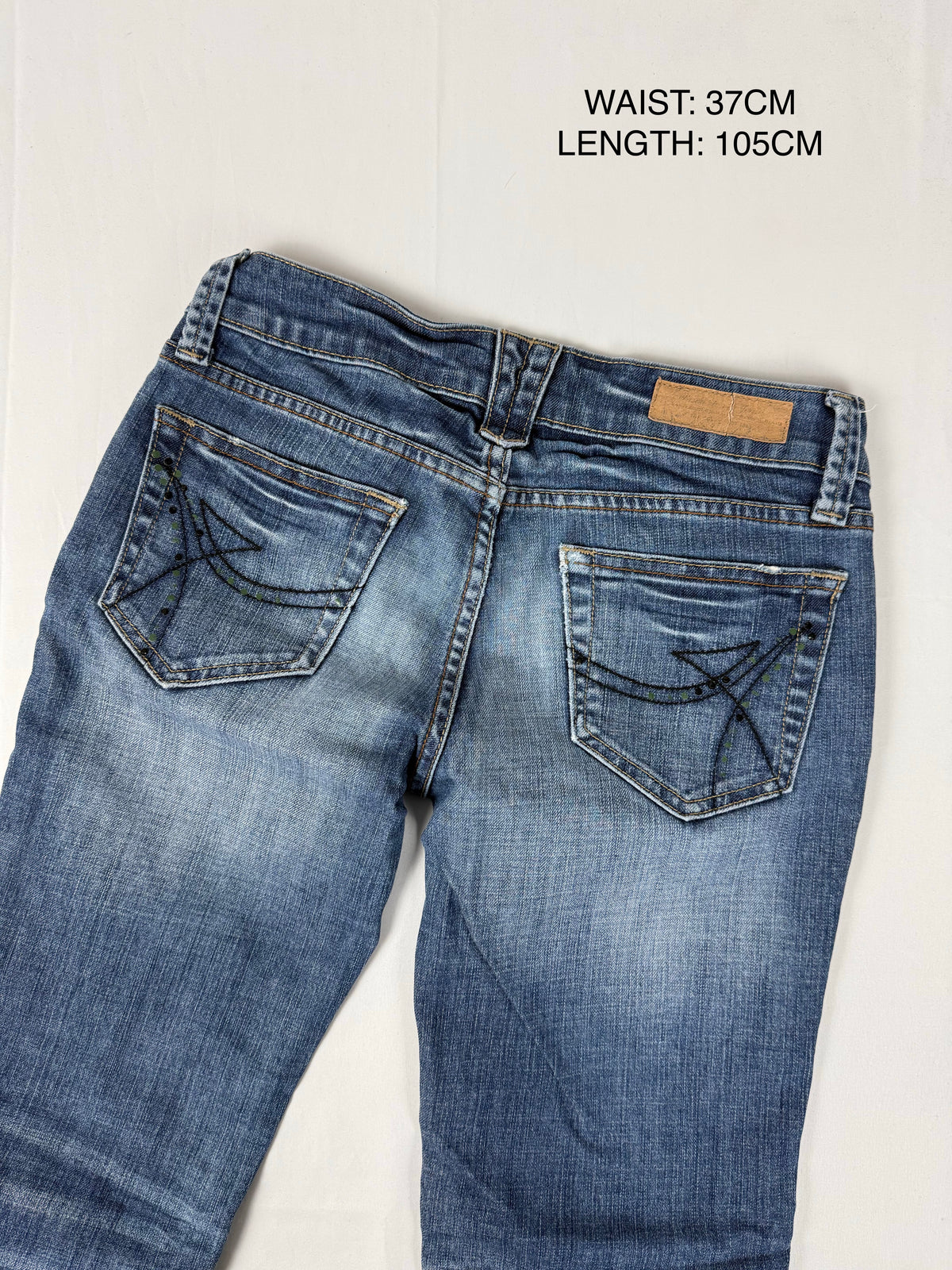 Blue denim low rise skinny pants (S)