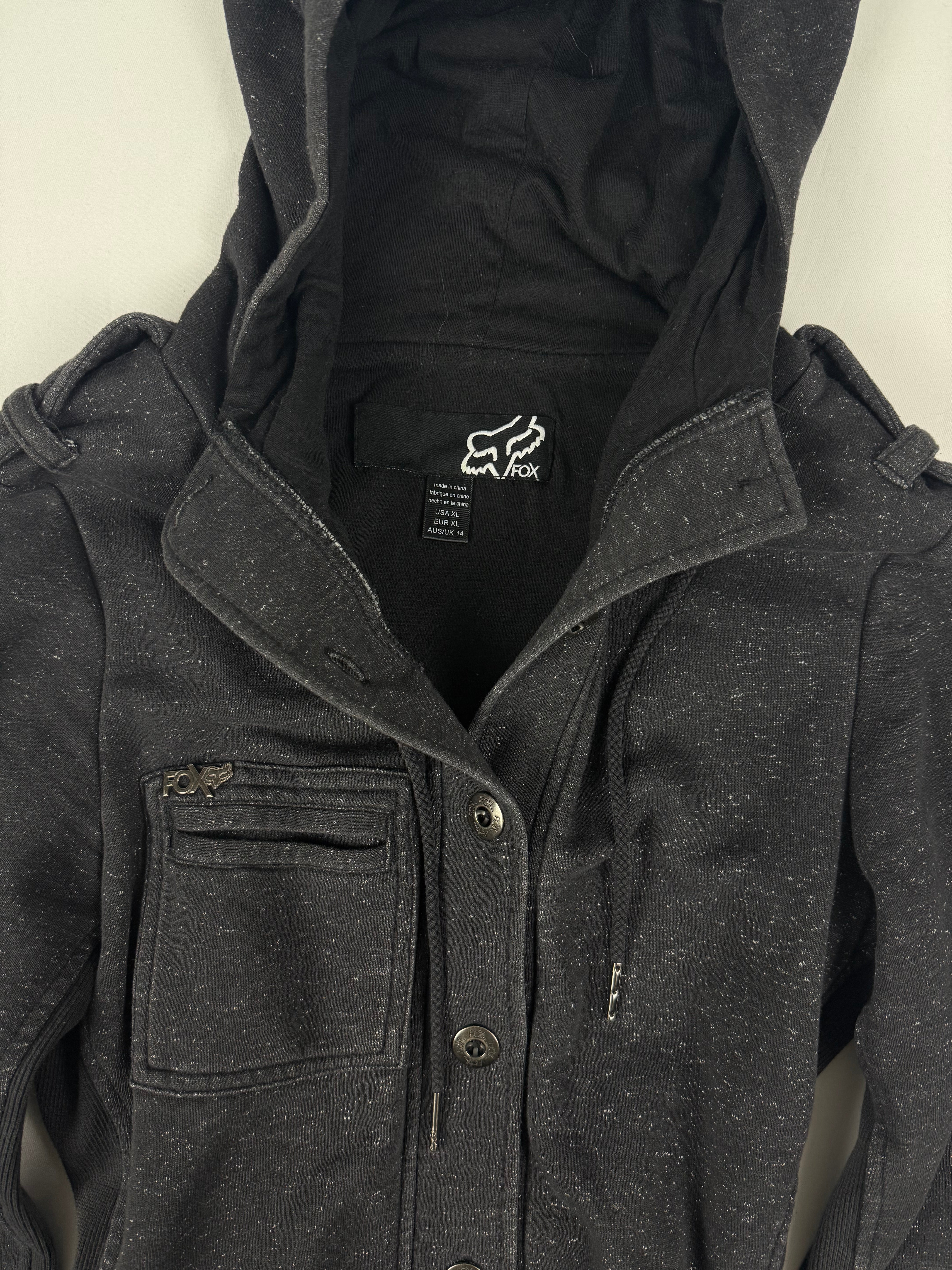 Grey cotton vintage hooded jacket (XL)