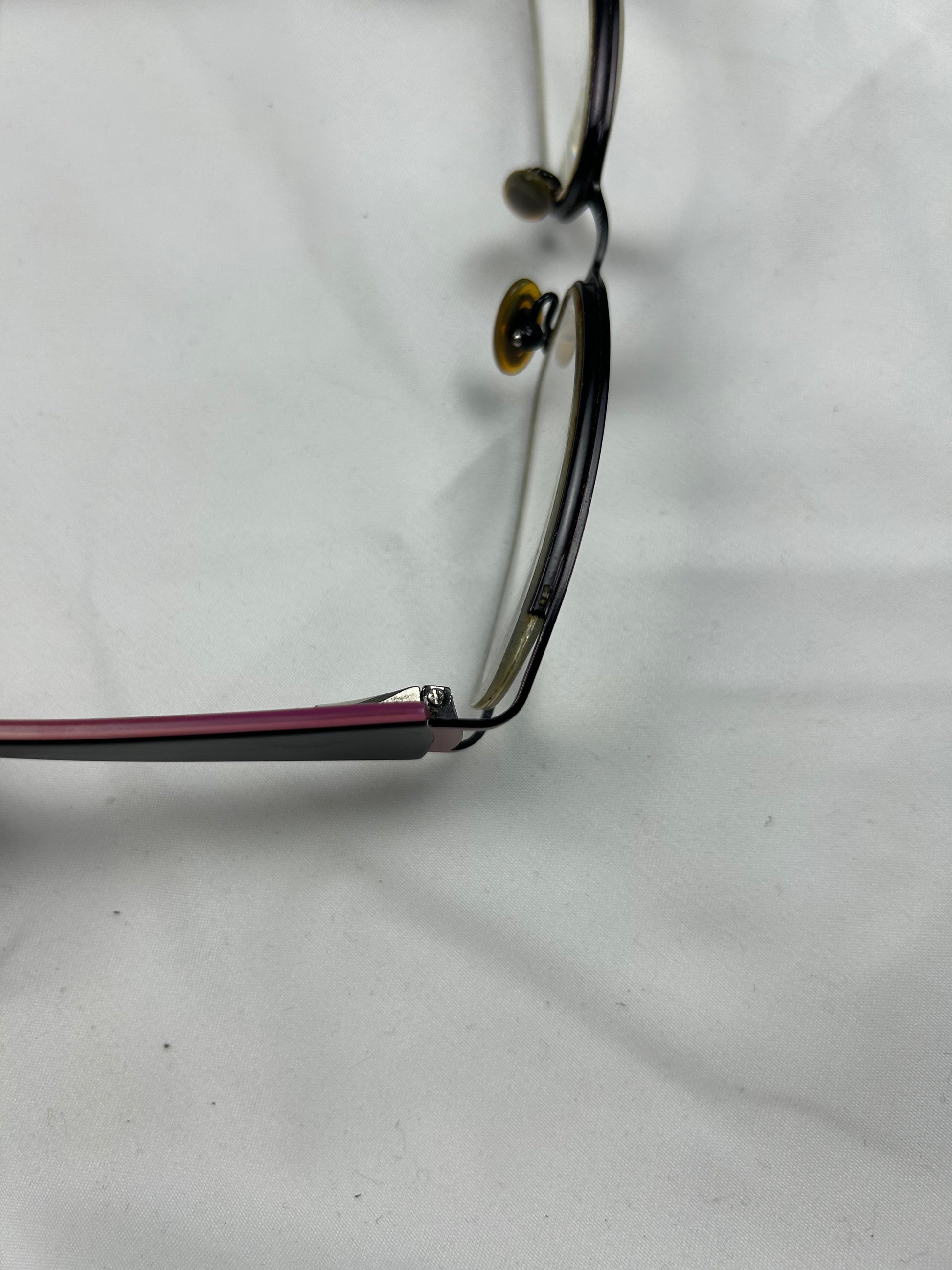 2000s pink office siren glasses (with prescription)