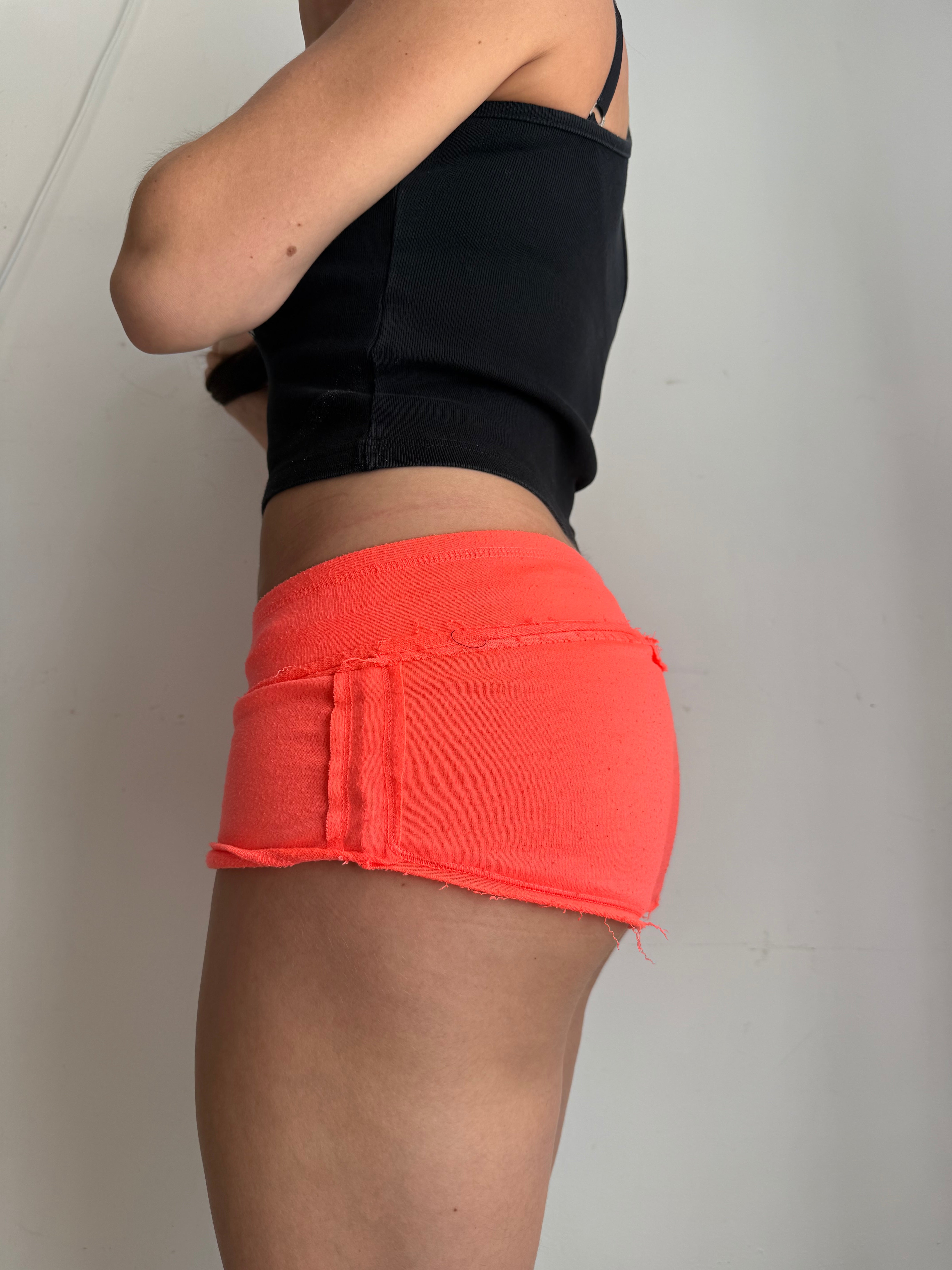 Orange neon cotton low rise mini short (S)