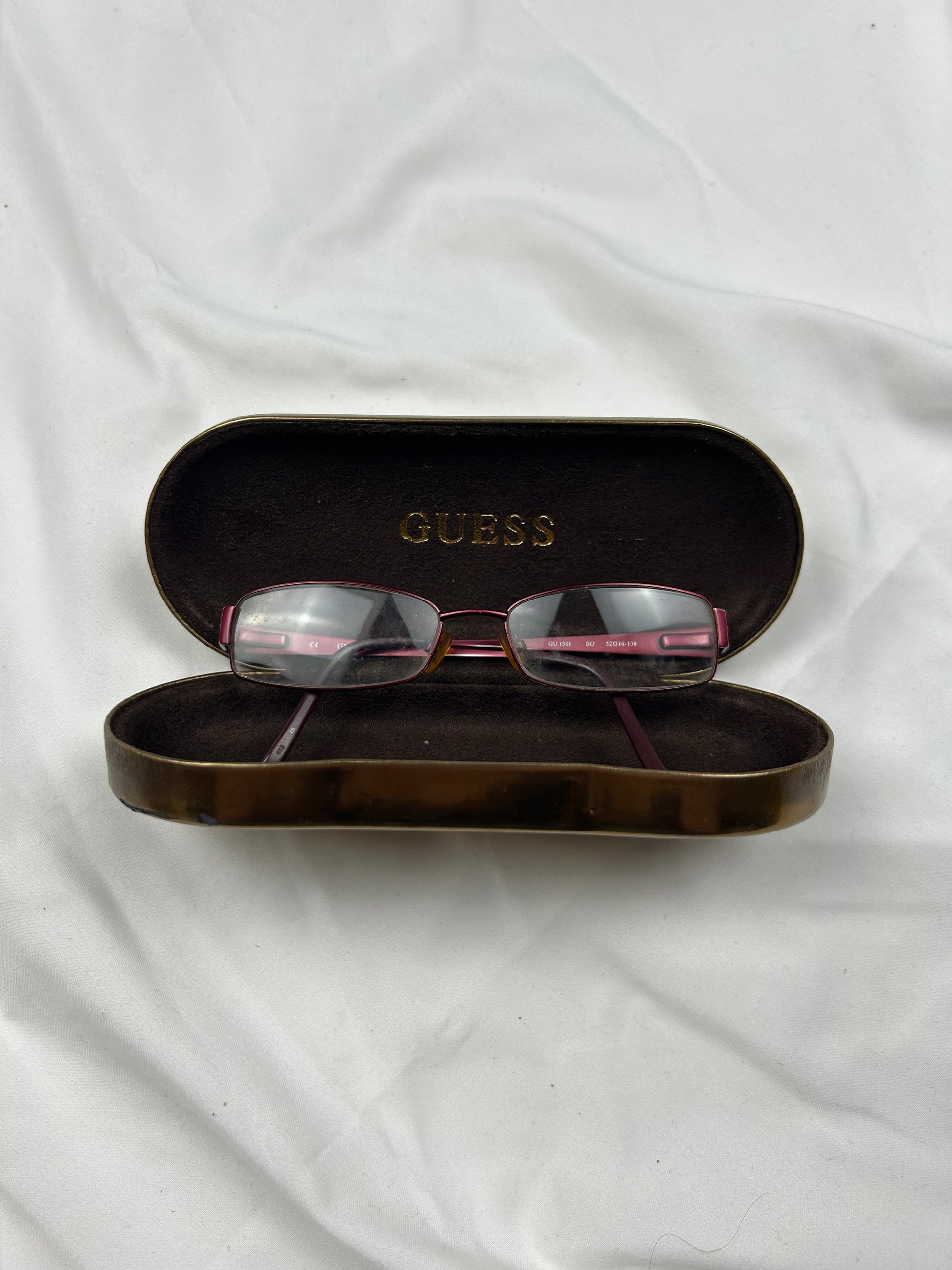 2000s pink office siren glasses (with prescription)