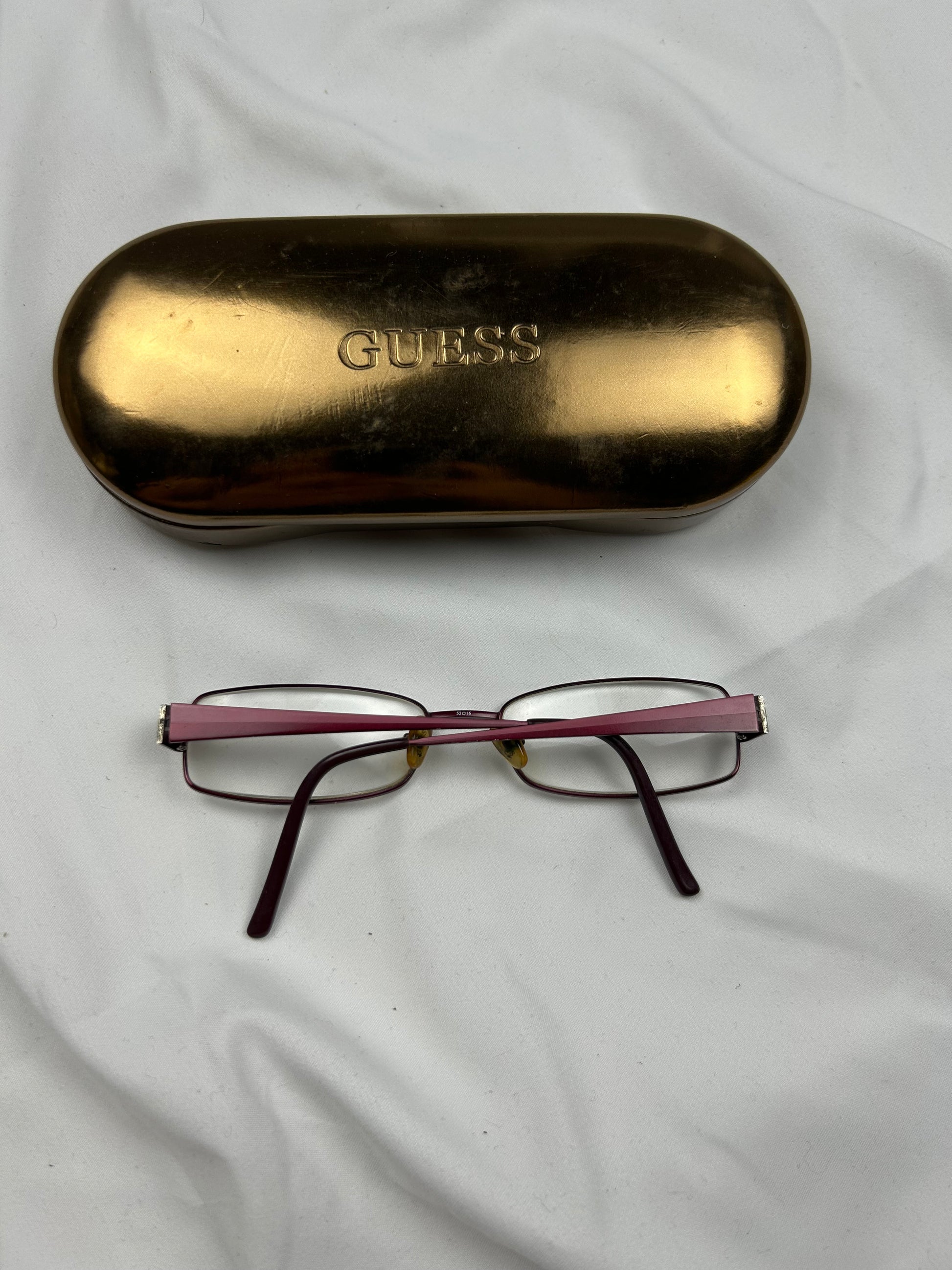 2000s pink office siren glasses (with prescription)