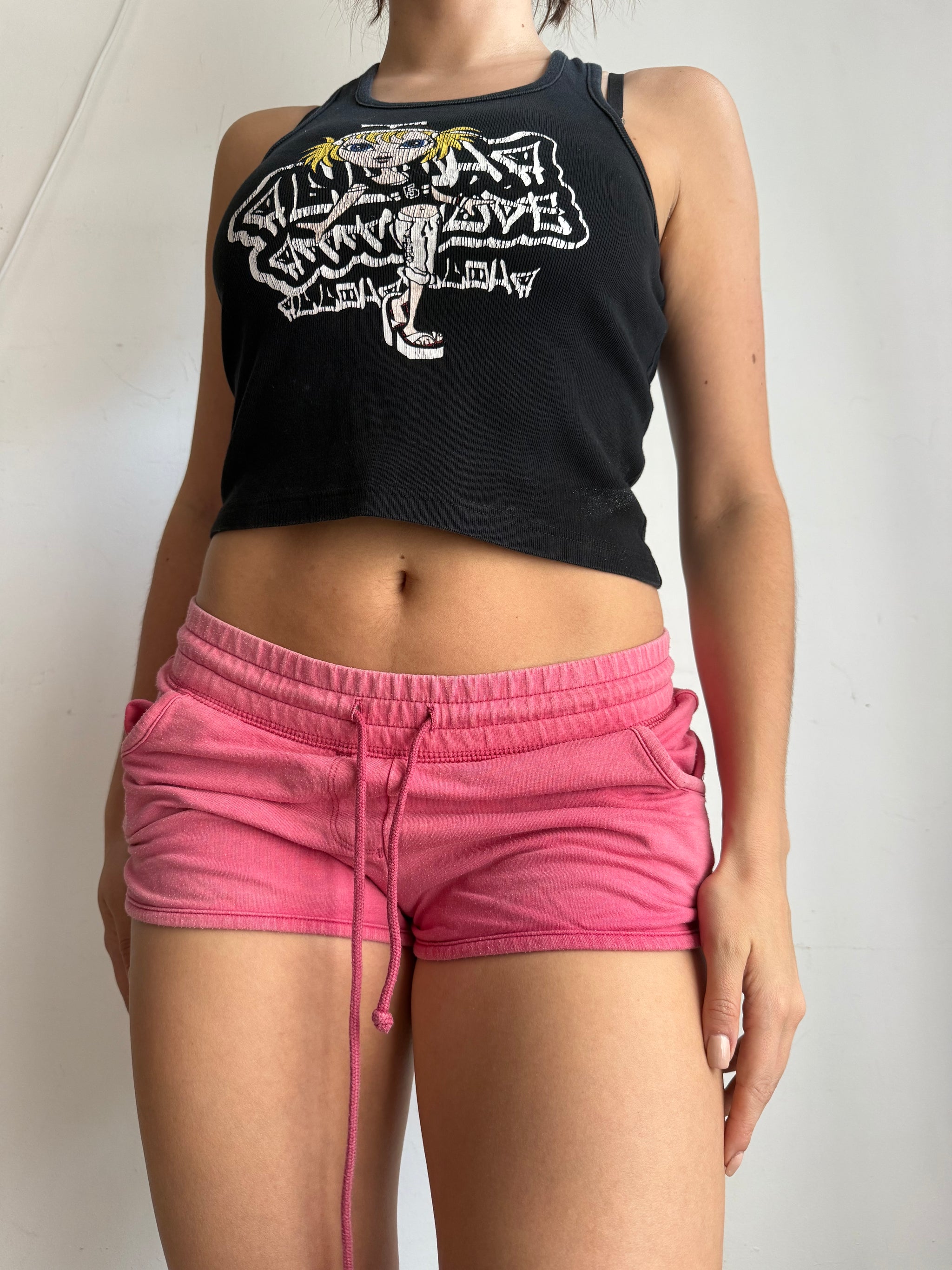 Pink cotton low rise mini short (S)