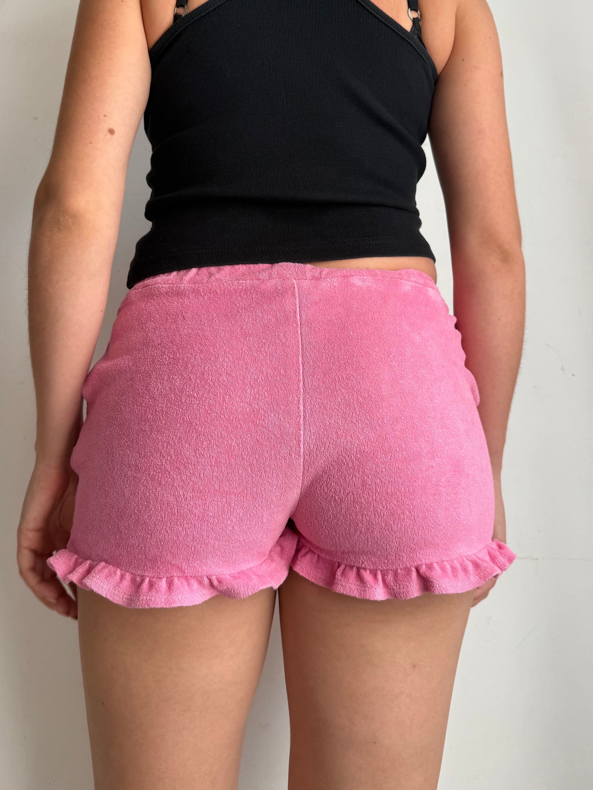 Pink velvet low rise mini short (S)