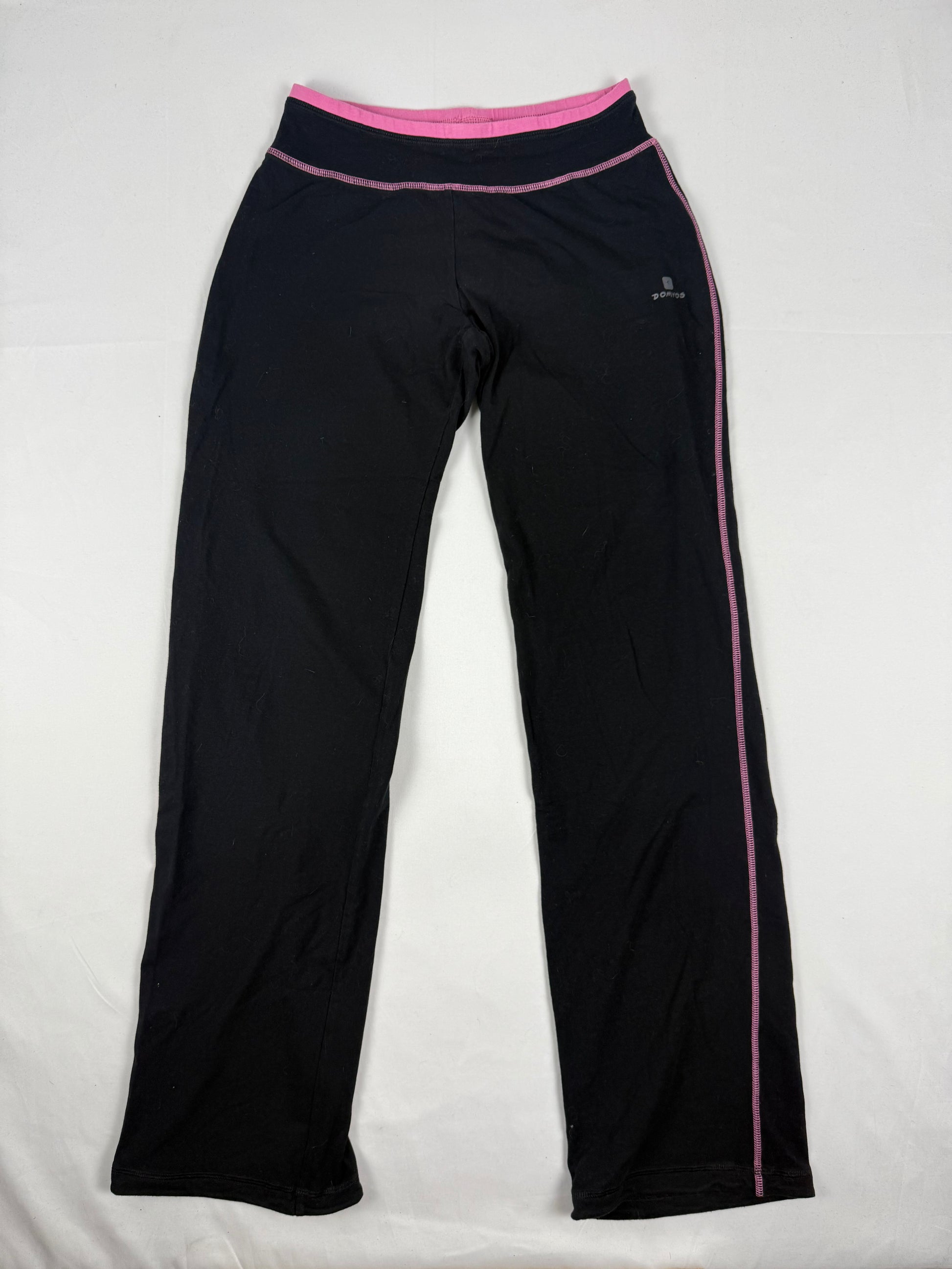 Black & pink cotton low rise flare pants (S/M)