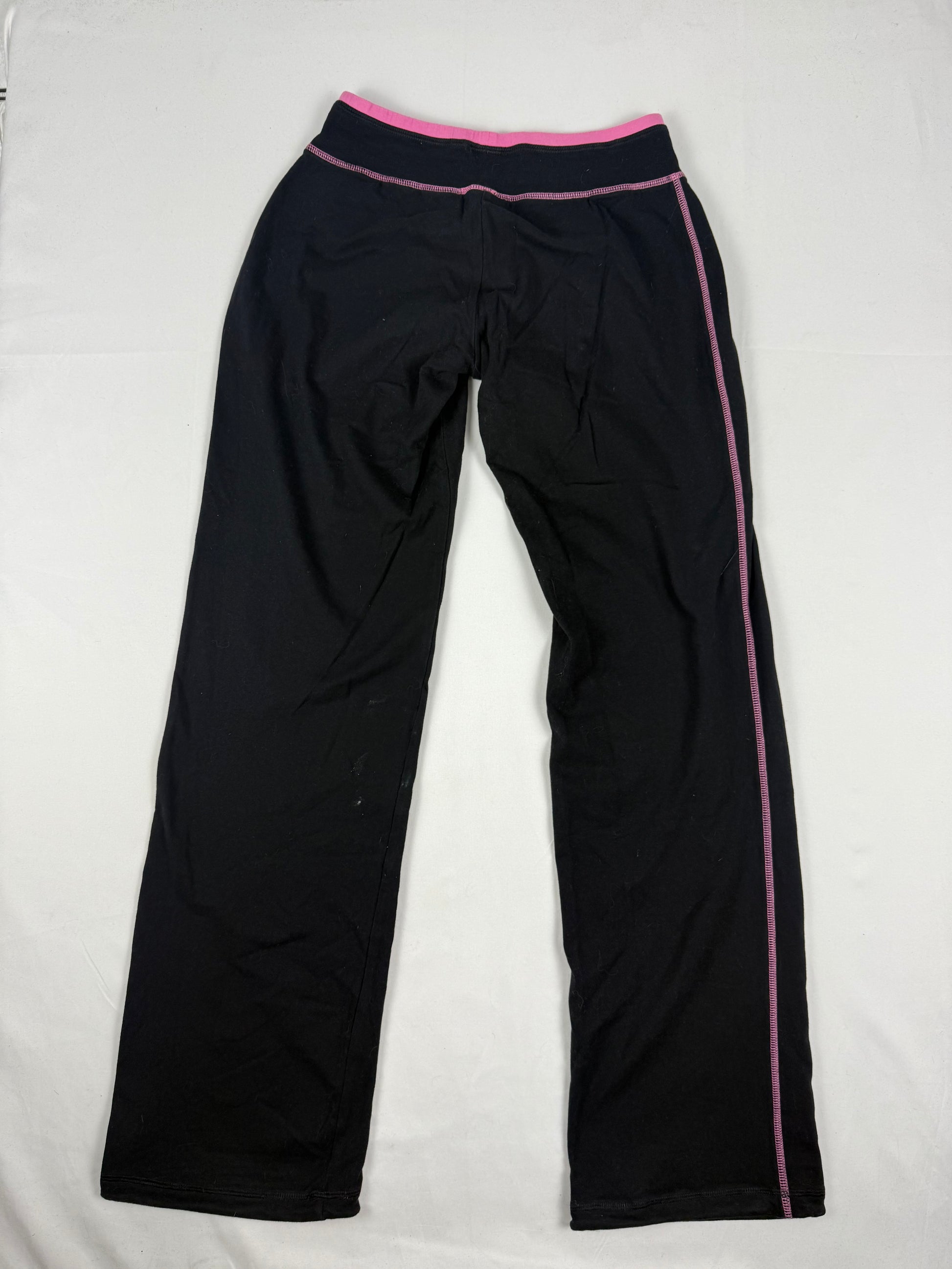 Black & pink cotton low rise flare pants (S/M)