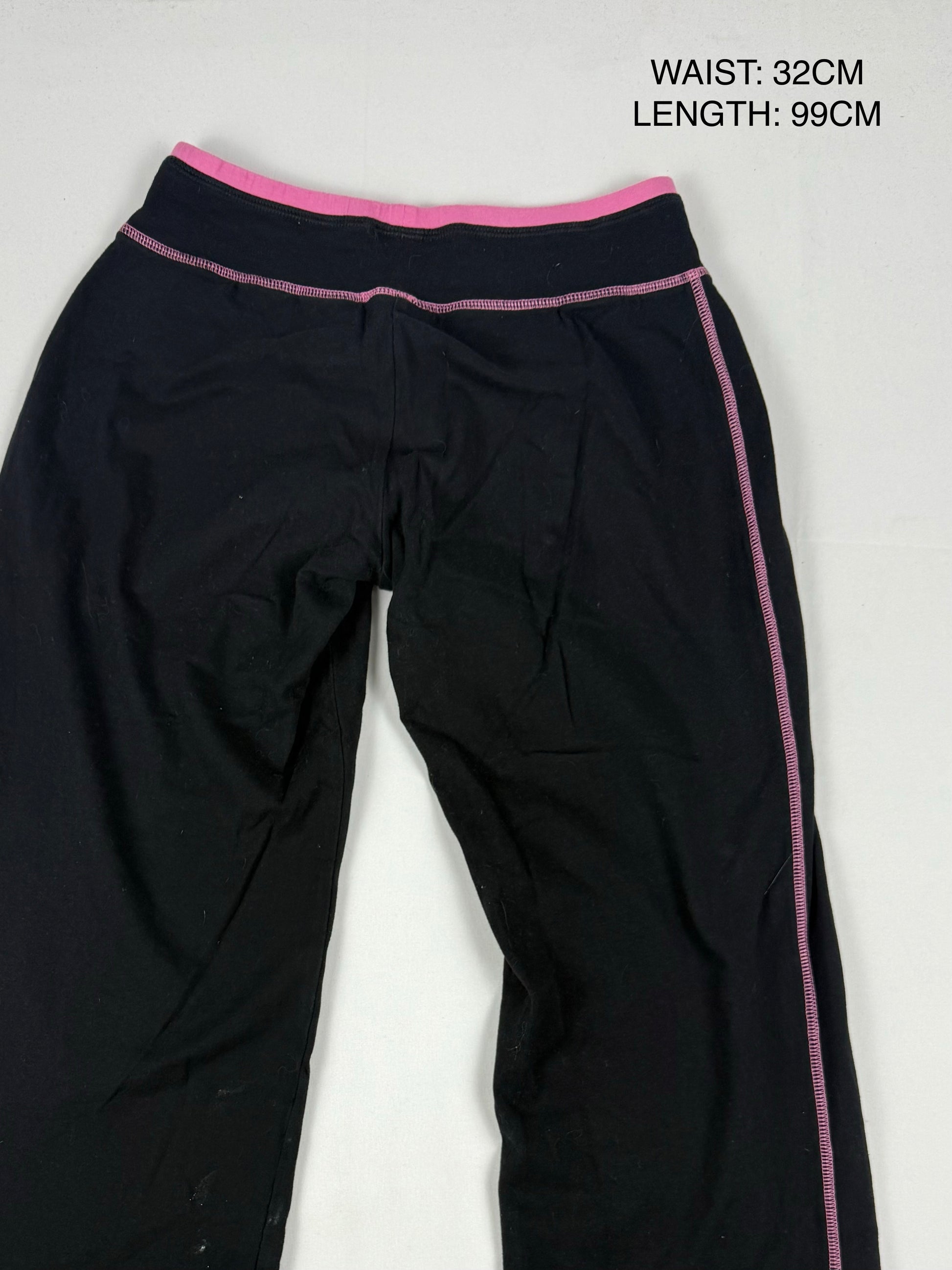 Black & pink cotton low rise flare pants (S/M)