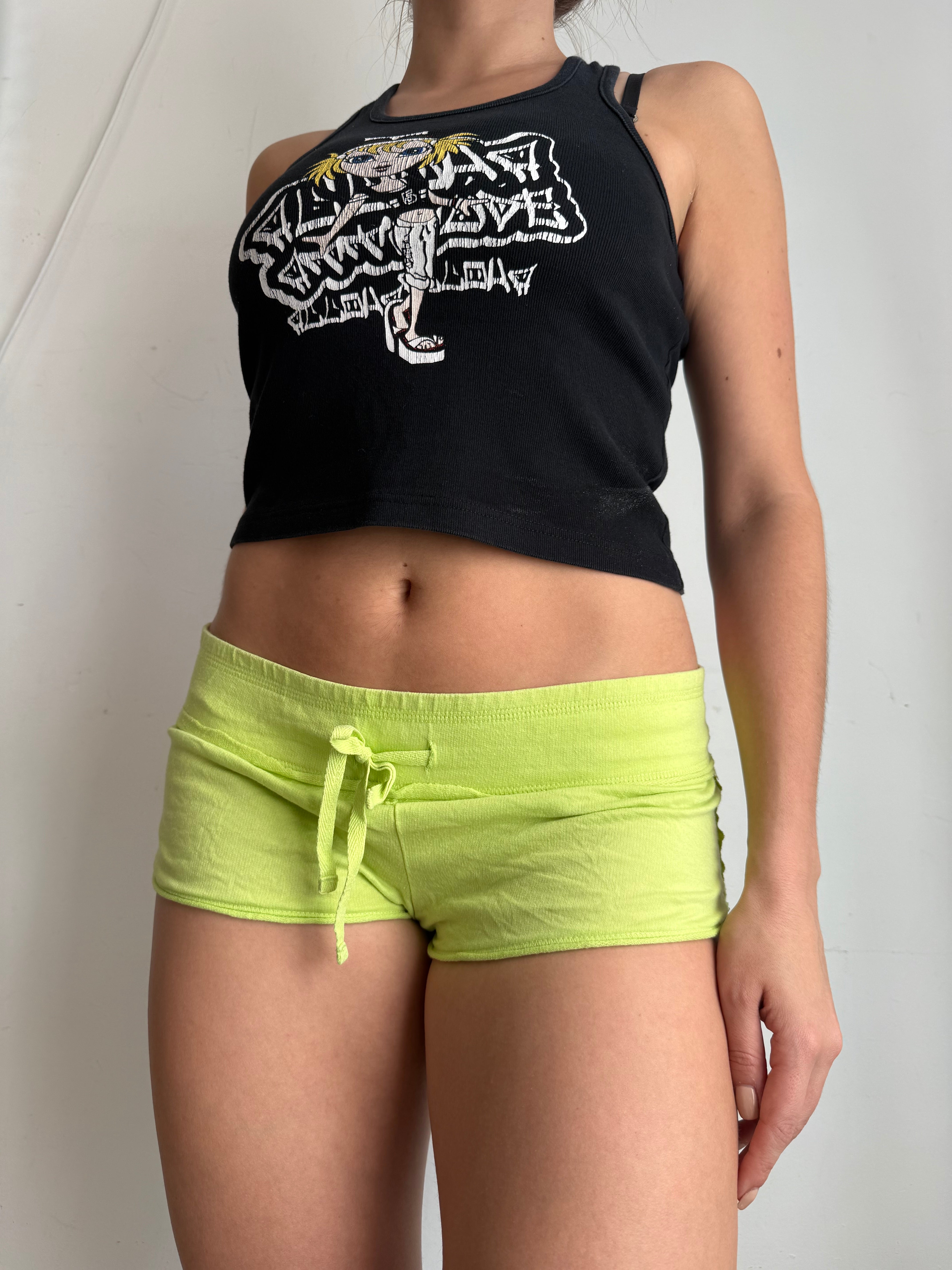 Green cotton activewear mini short (M)