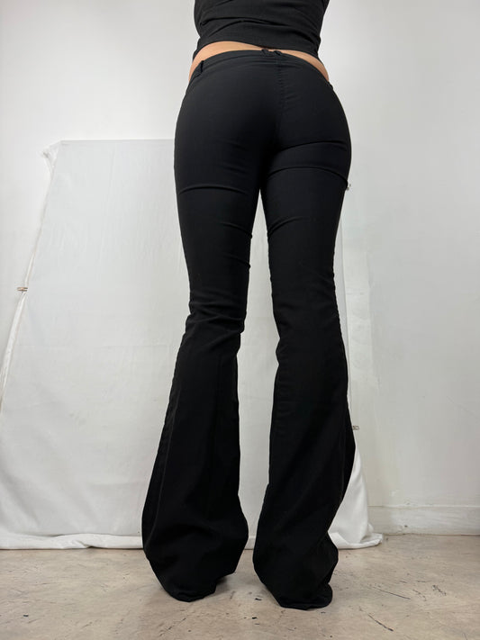 Black stretchy low rise flare pants (S)