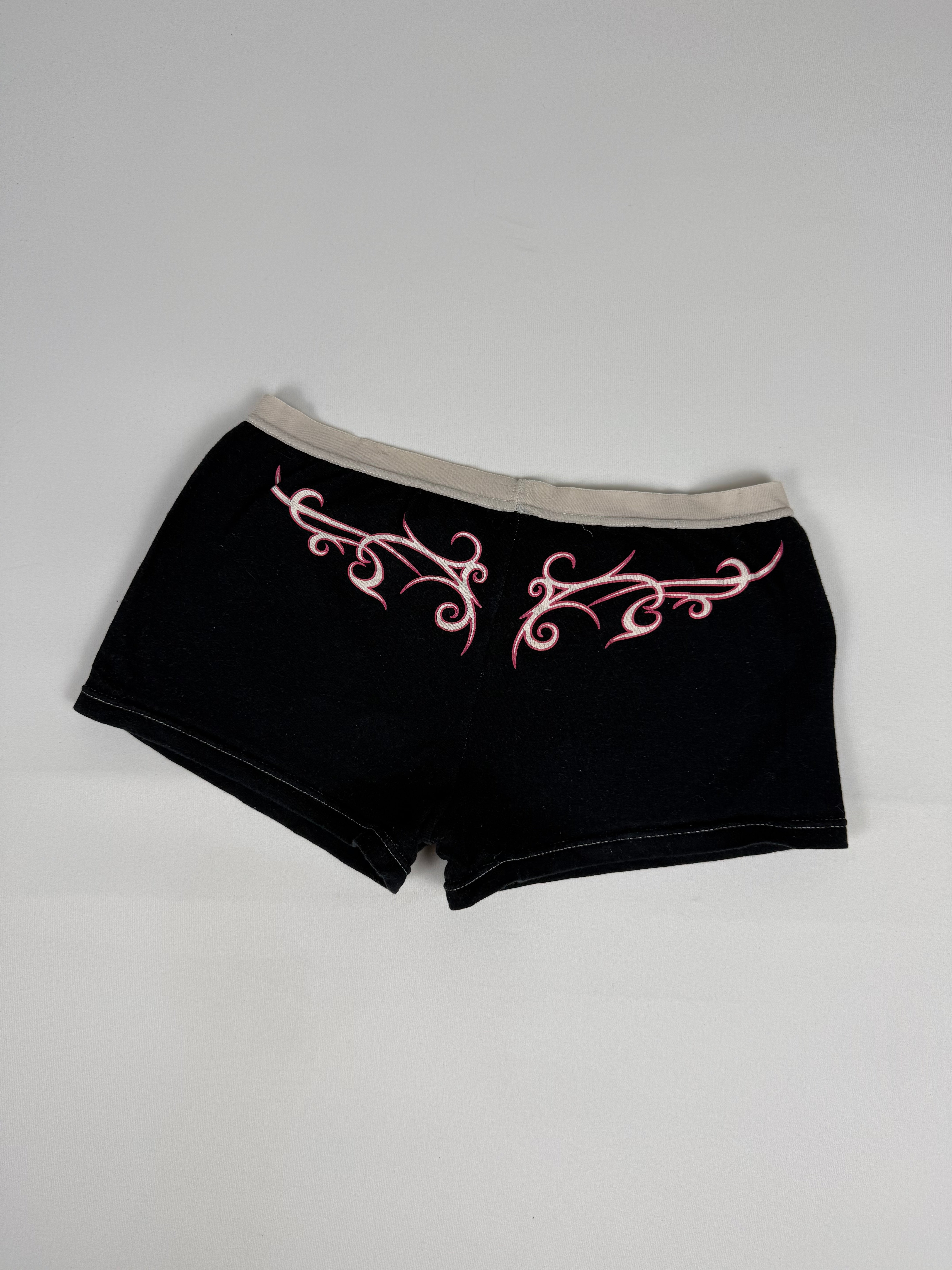 Black graphic low rise mini shorty (XS)