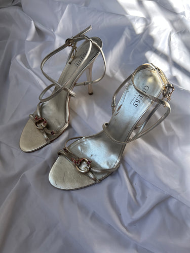 Gold butterfly charms leather heels (38)
